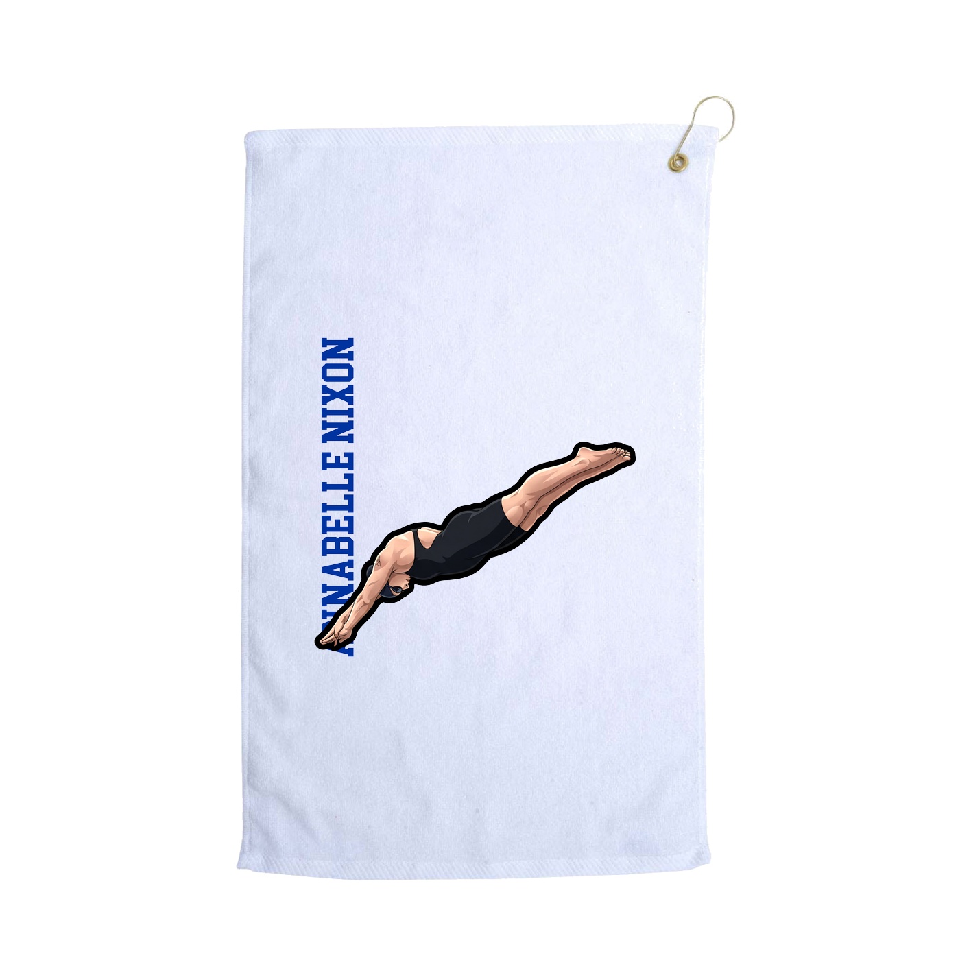 Golf Towel — Name Vertical in White