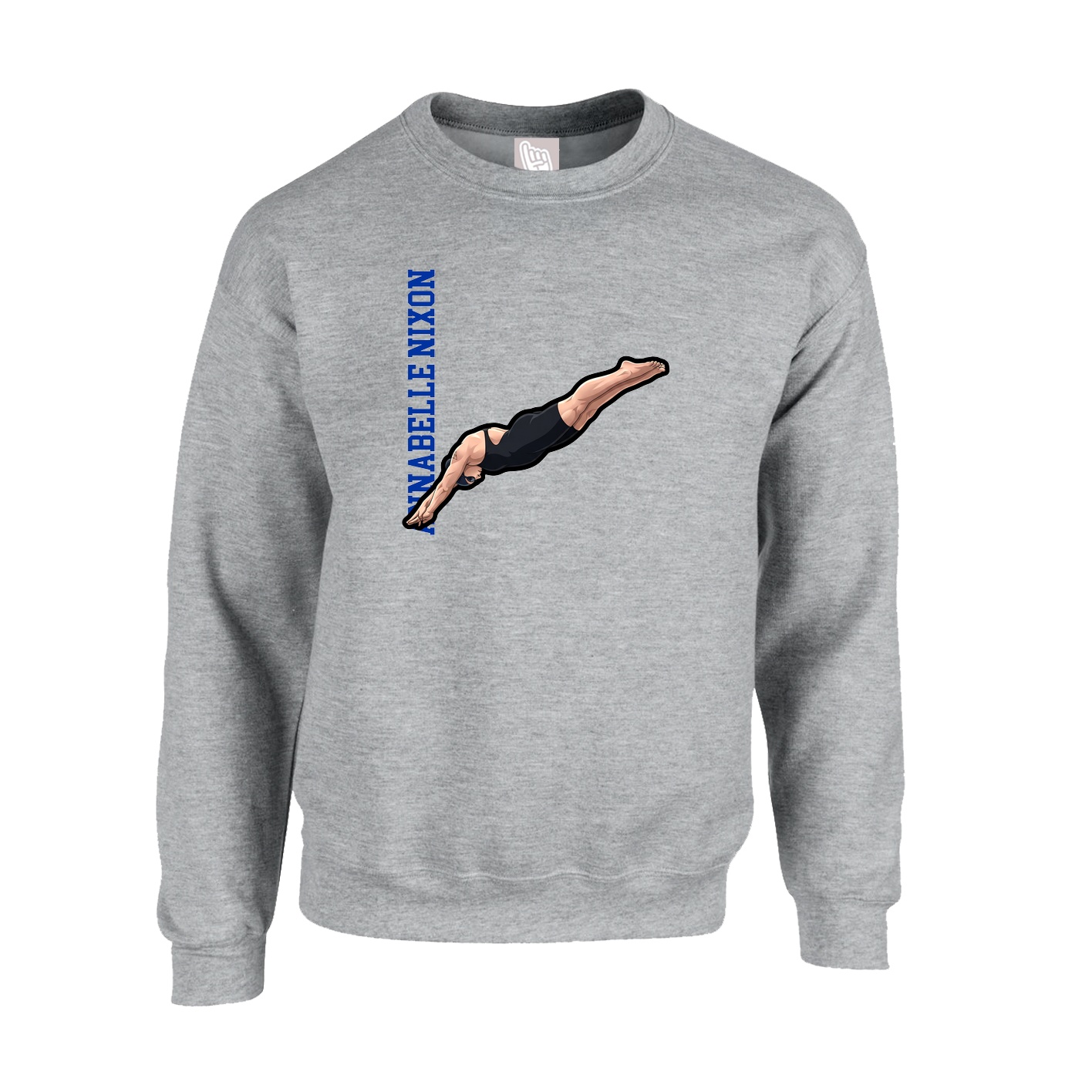 Fleece Crew — Name Vertical in Grey