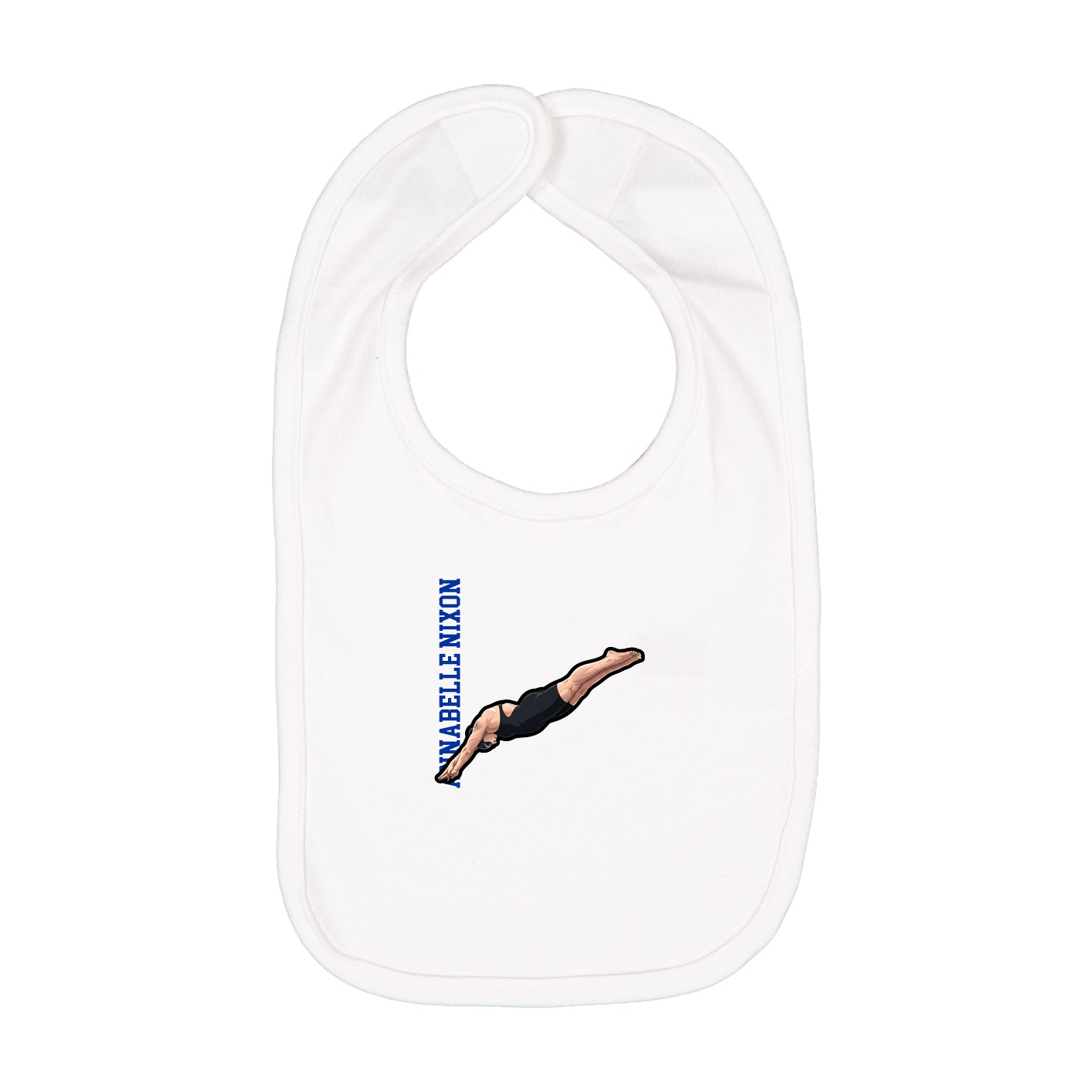 Infant Bib — Name Vertical in White