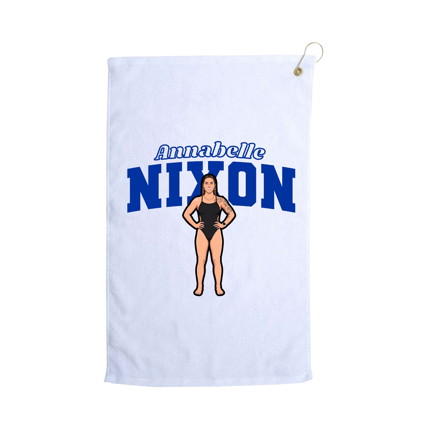 Golf Towel — Name Arch in White