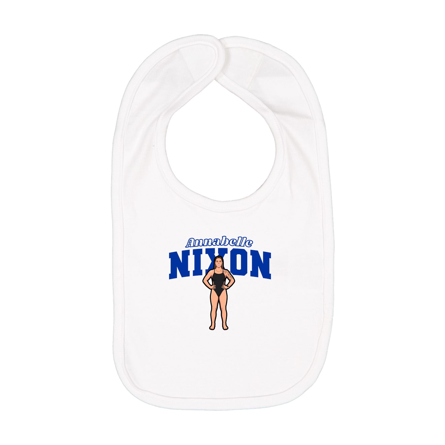 Infant Bib — Name Arch in White