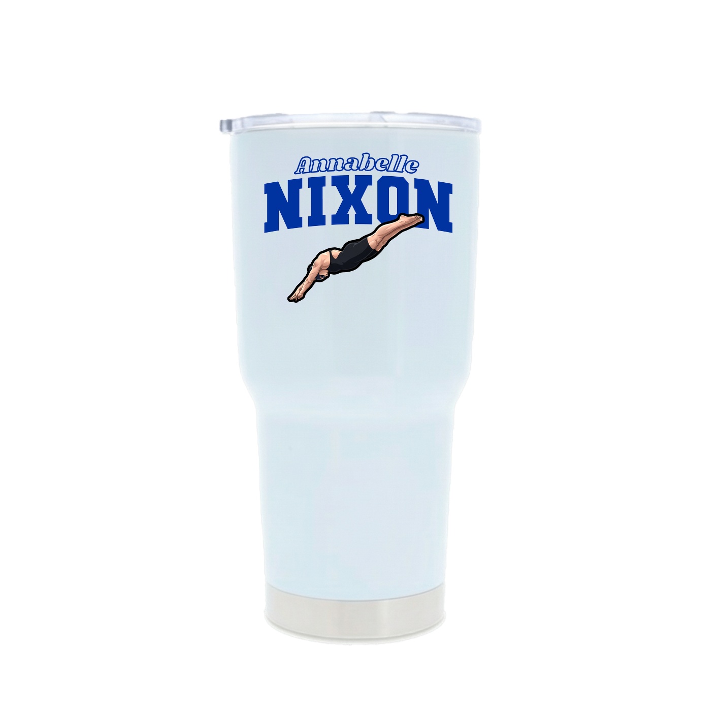 30oz Stainless Steel Tumbler — Name Arch in White