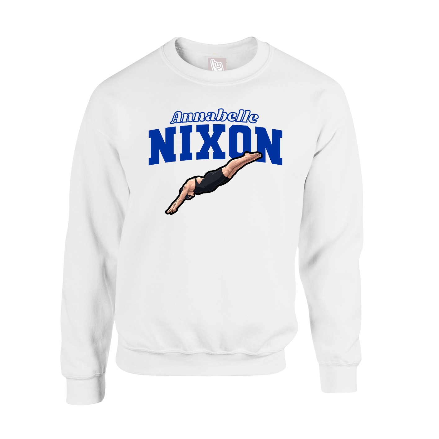 Fleece Crew — Name Arch in White