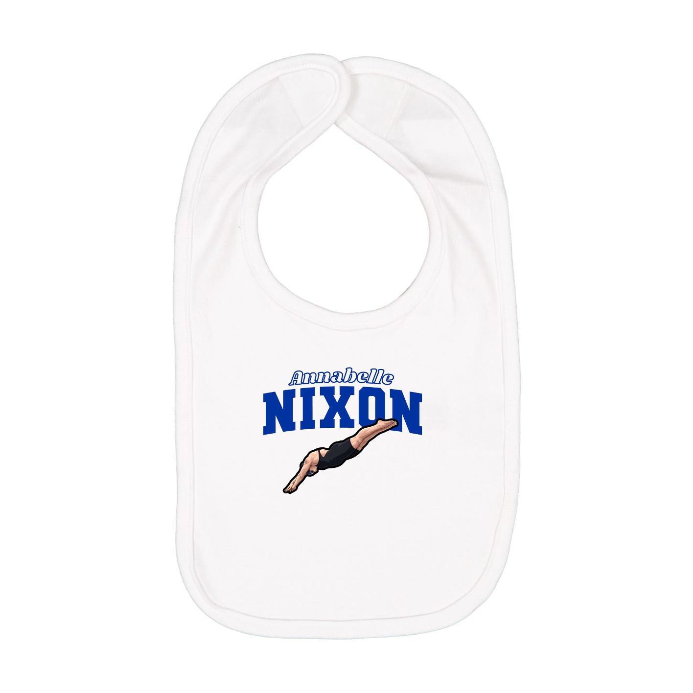 Infant Bib — Name Arch in White