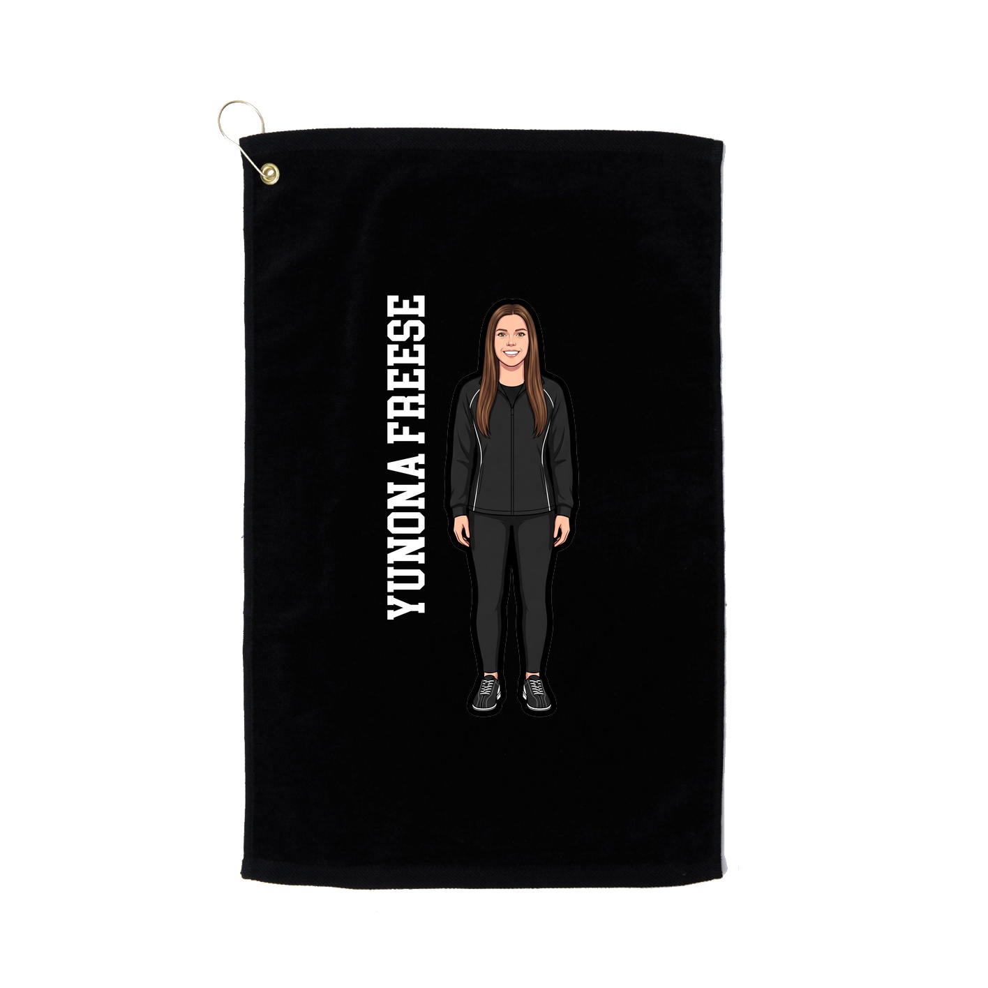 Golf Towel — Name Vertical in Black