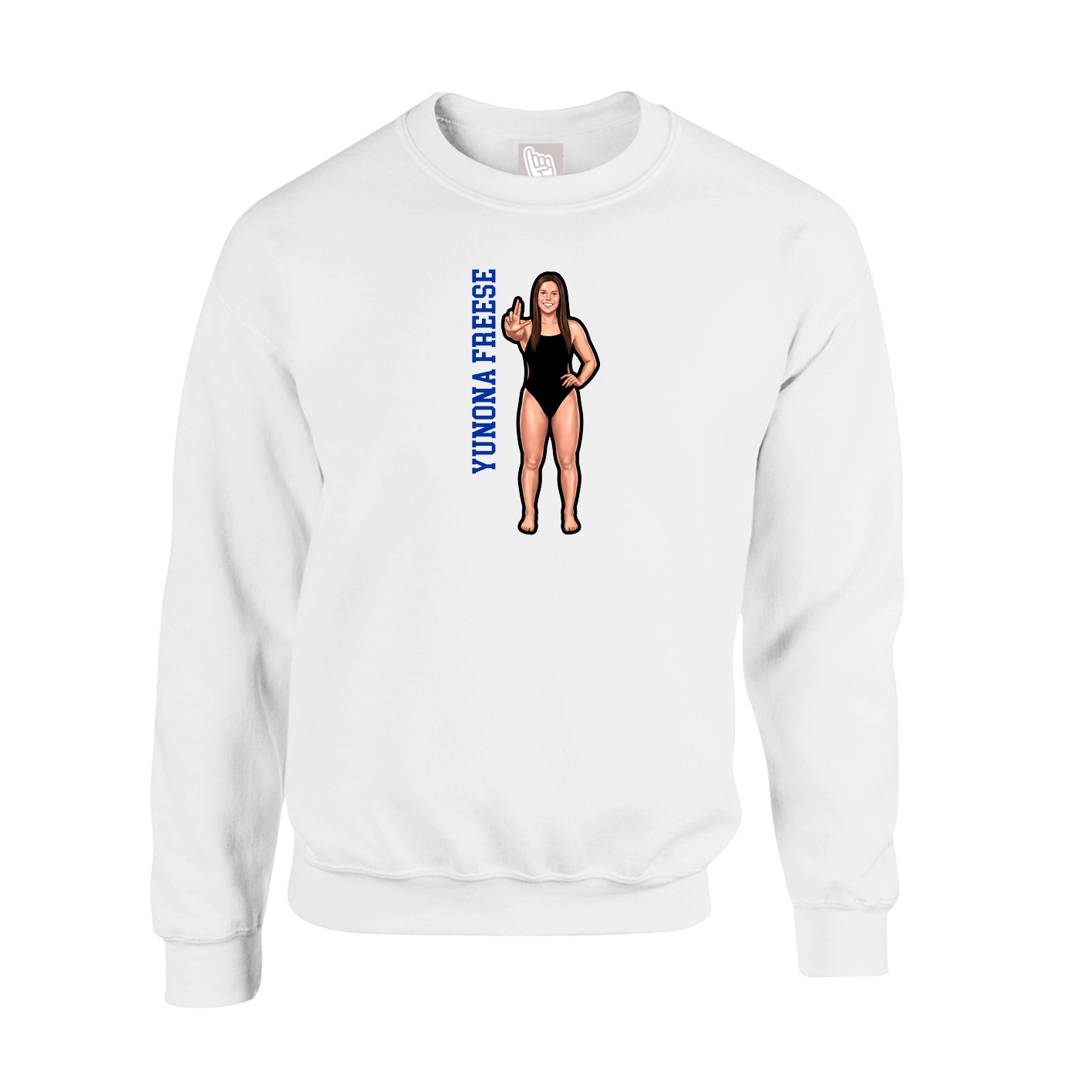 Fleece Crew — Name Vertical in White