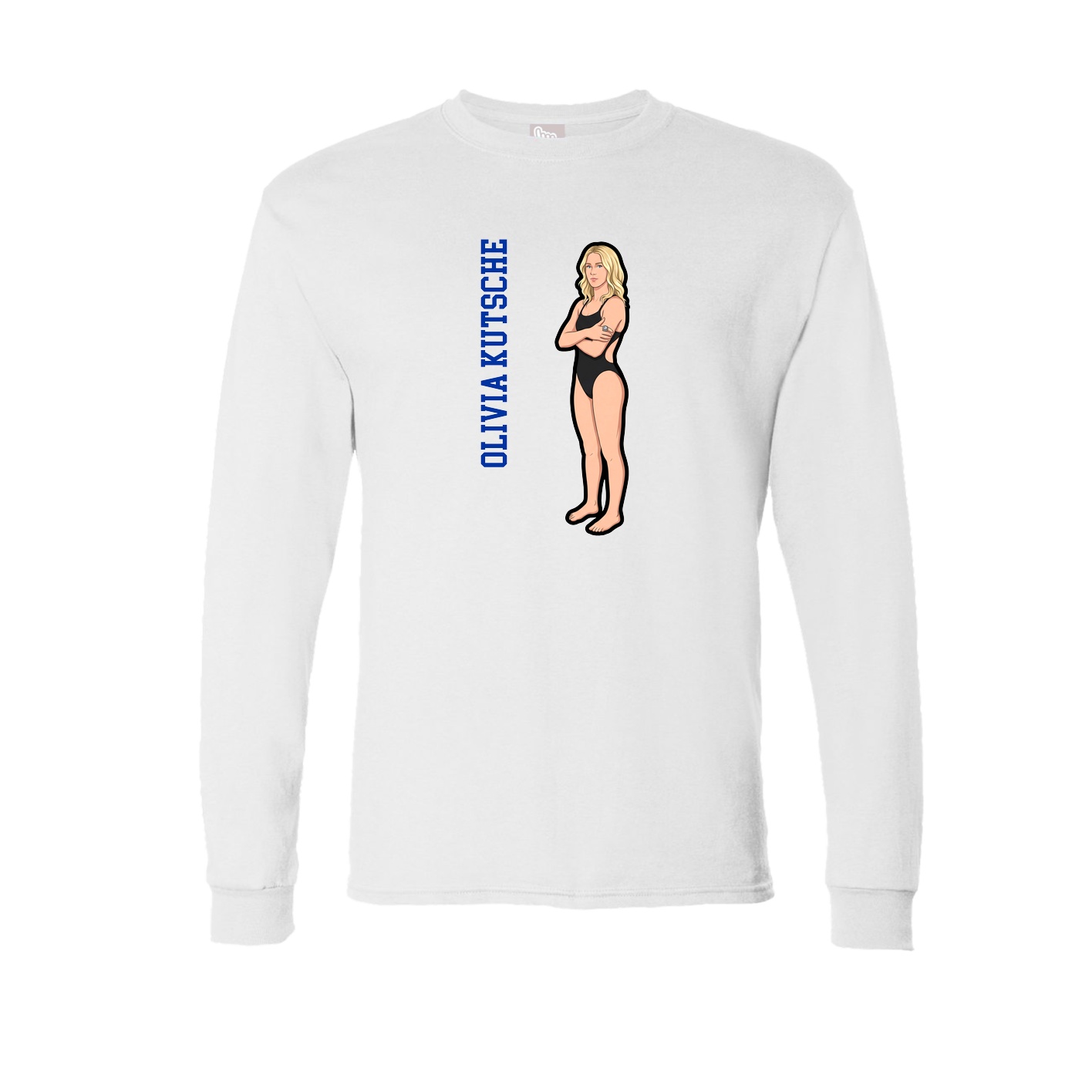 Long Sleeve Tee — Name Vertical in White