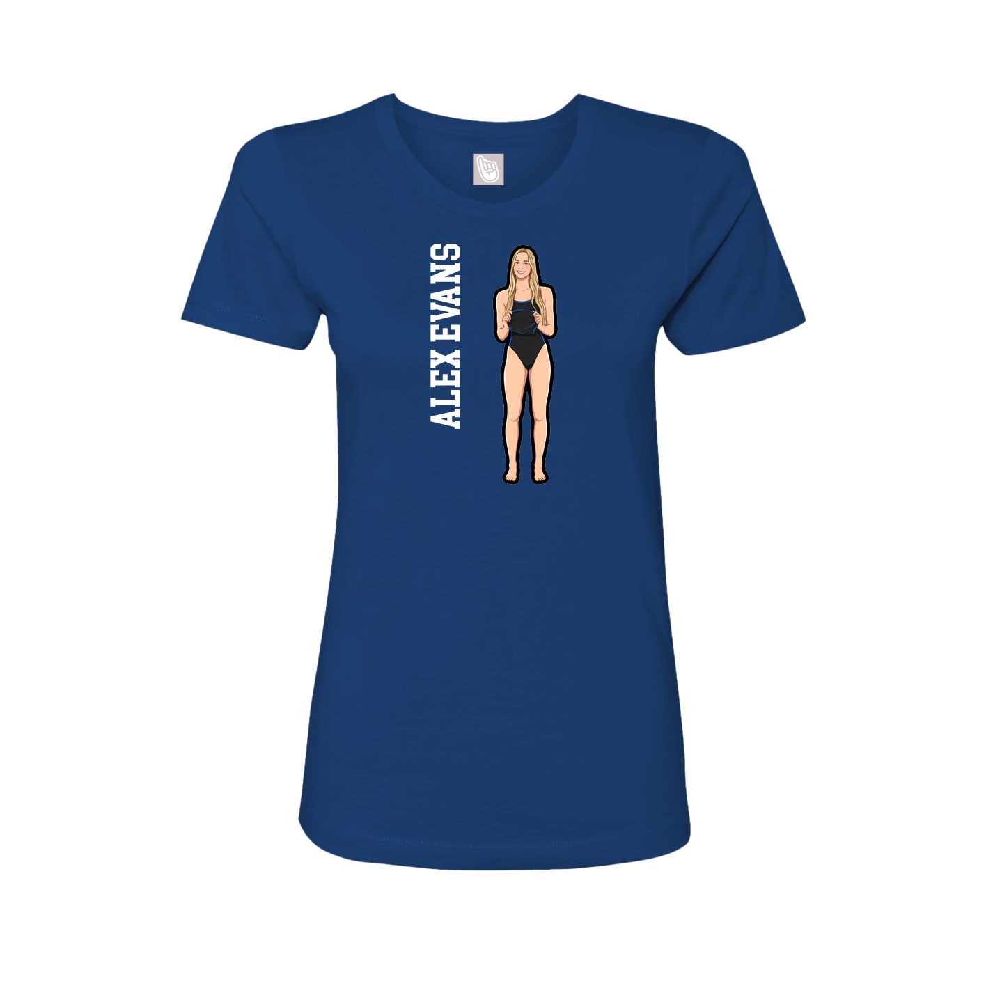 Fitted Women's Tee — Name Vertical in Royal