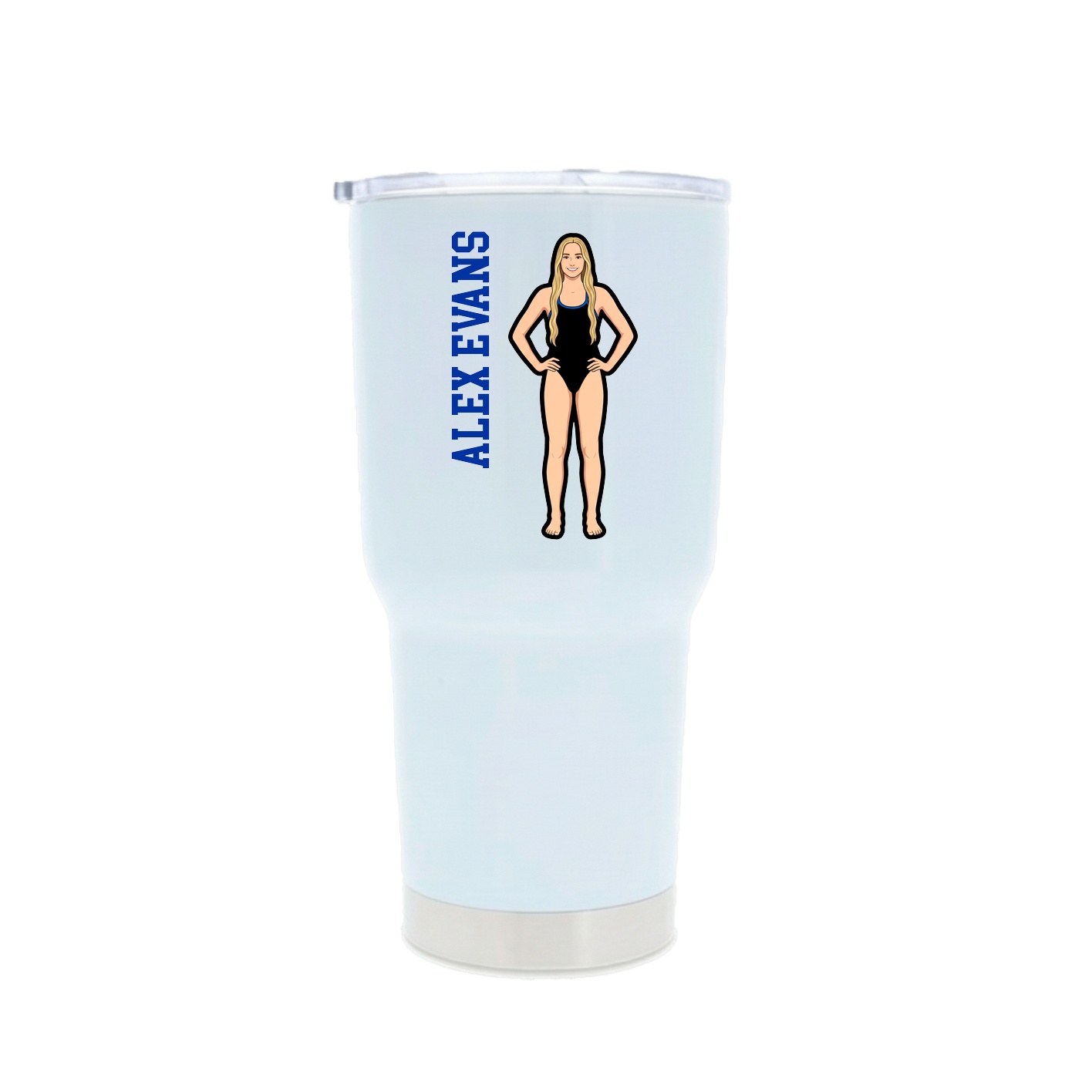 30oz Stainless Steel Tumbler — Name Vertical in White