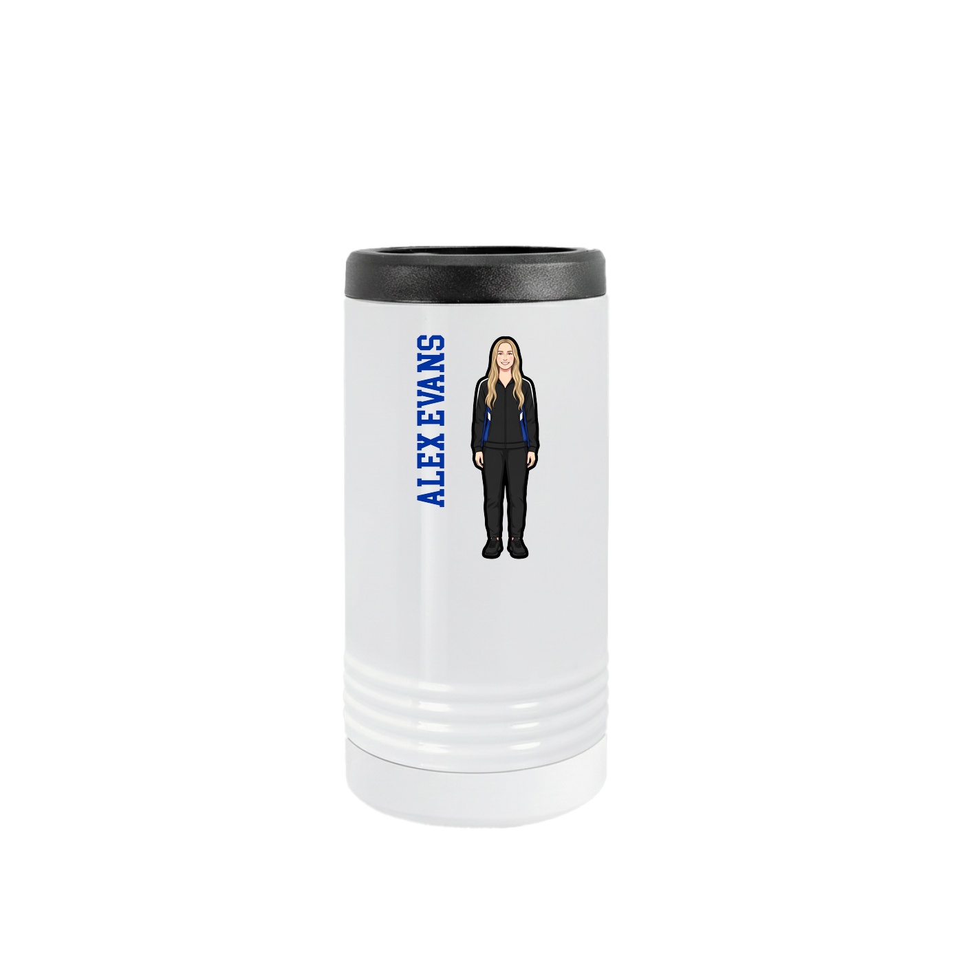 Slim Beverage Holder — Name Vertical in White
