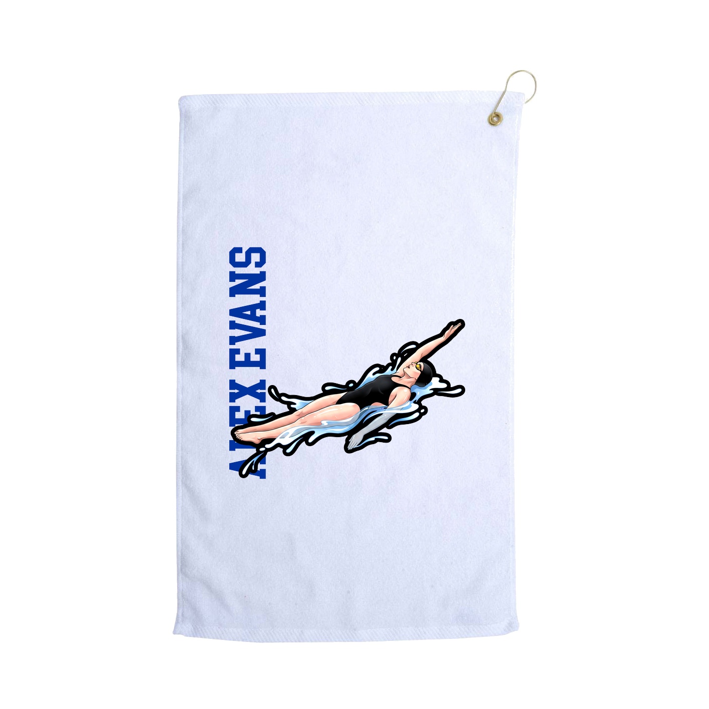 Golf Towel — Name Vertical in White