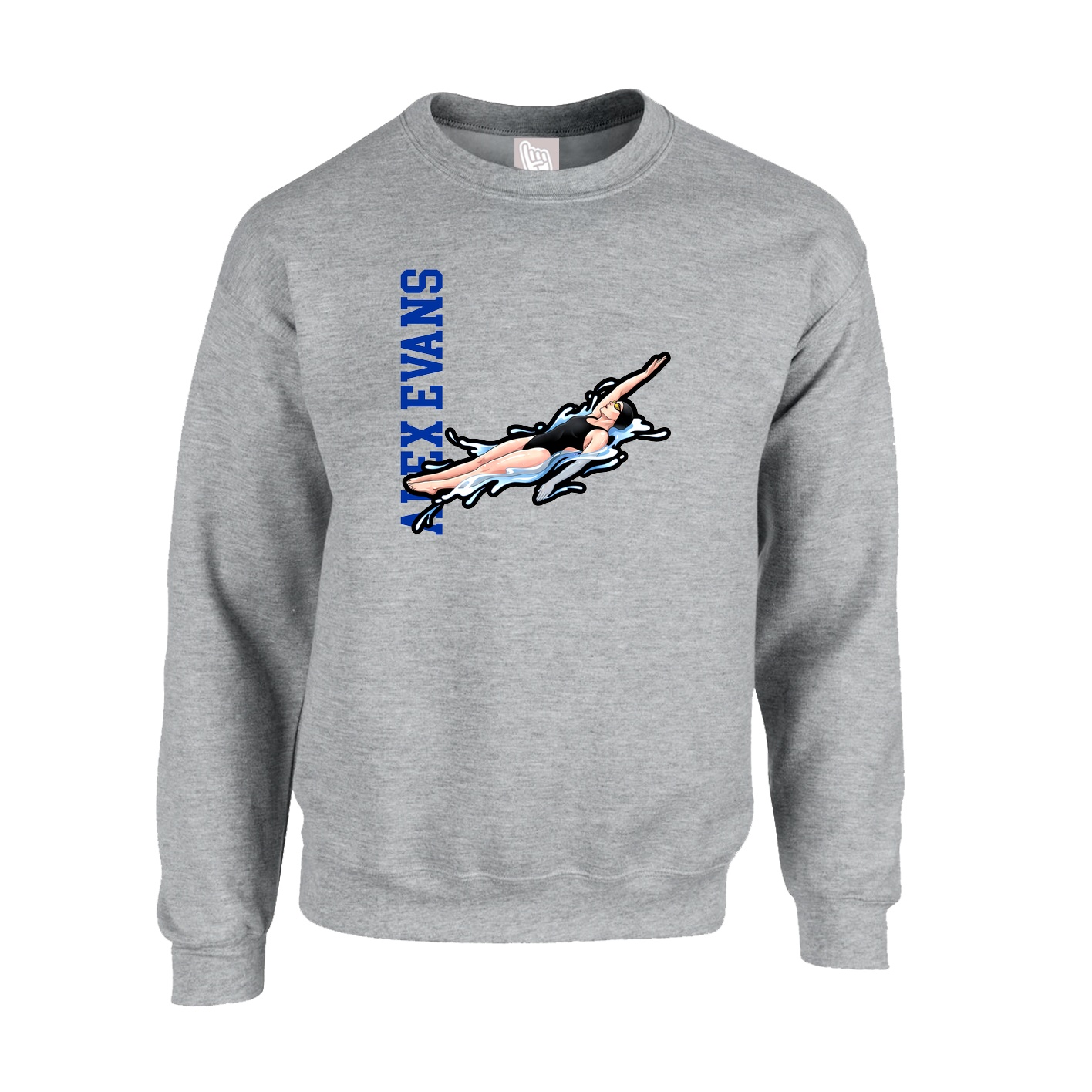 Fleece Crew — Name Vertical in Grey