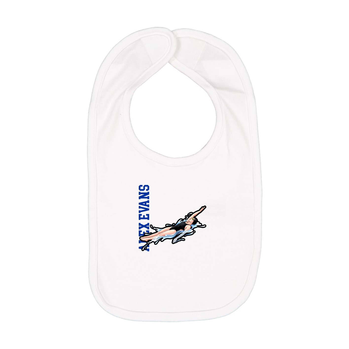 Infant Bib — Name Vertical in White