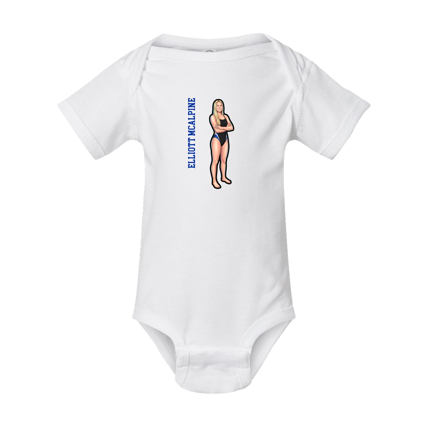 Baby Onesie — Name Vertical in White