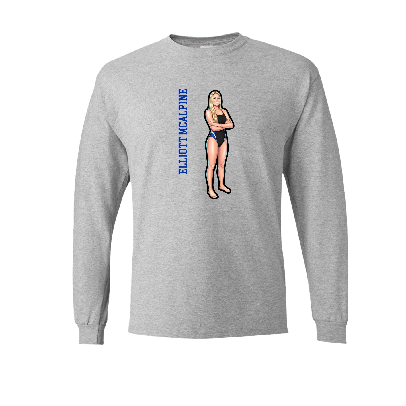 Long Sleeve Tee — Name Vertical in Grey