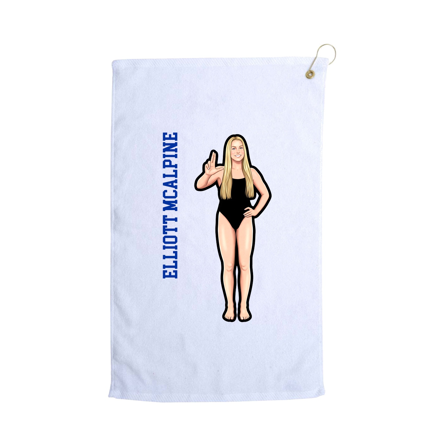 Golf Towel — Name Vertical in White