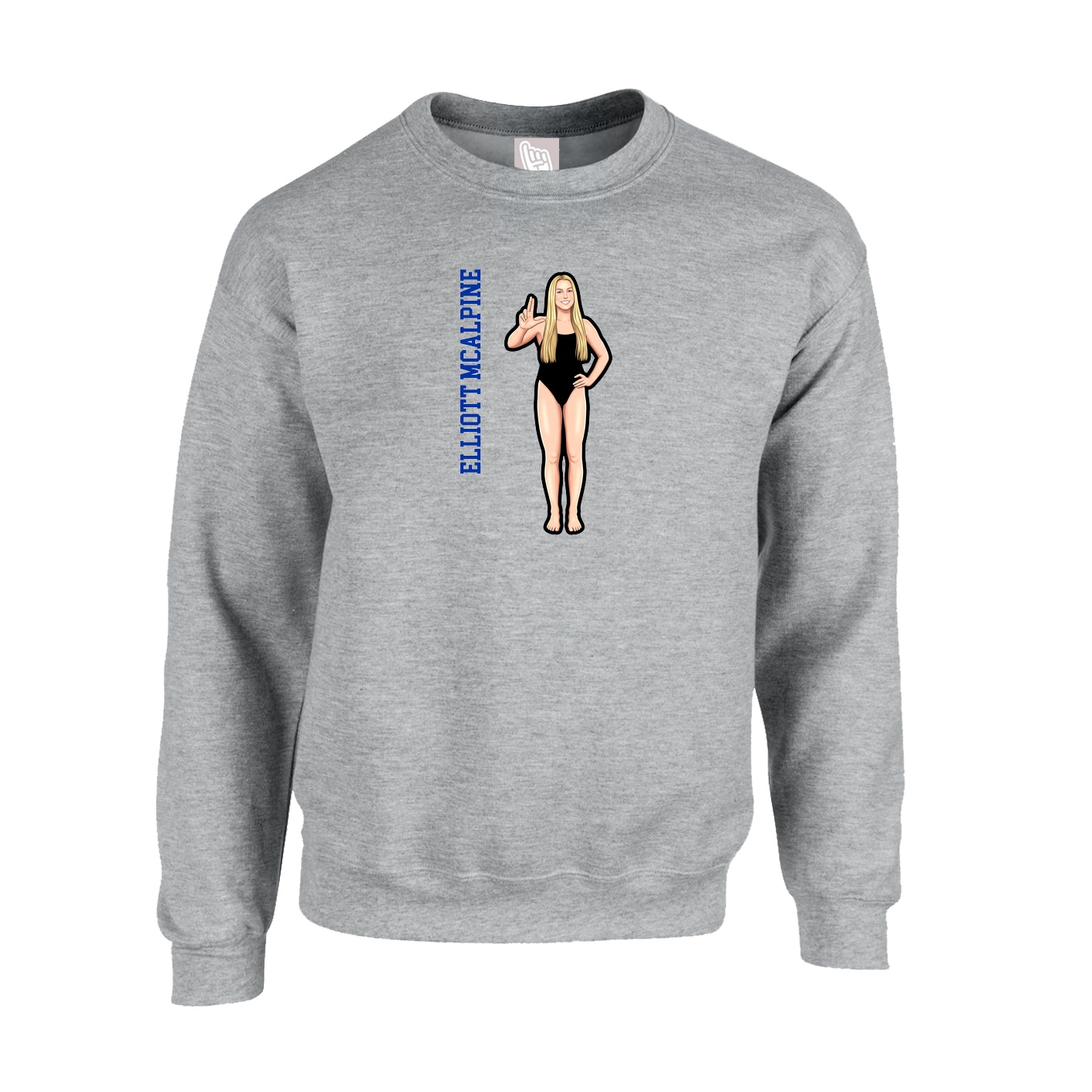 Fleece Crew — Name Vertical in Grey