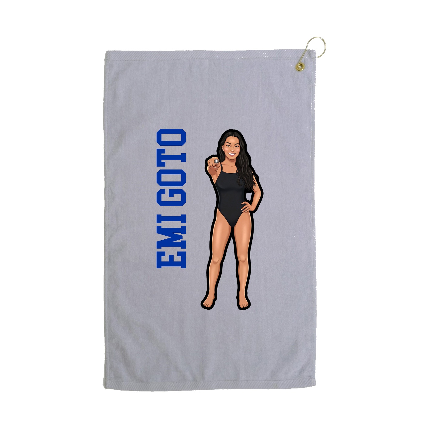 Golf Towel — Name Vertical in Grey