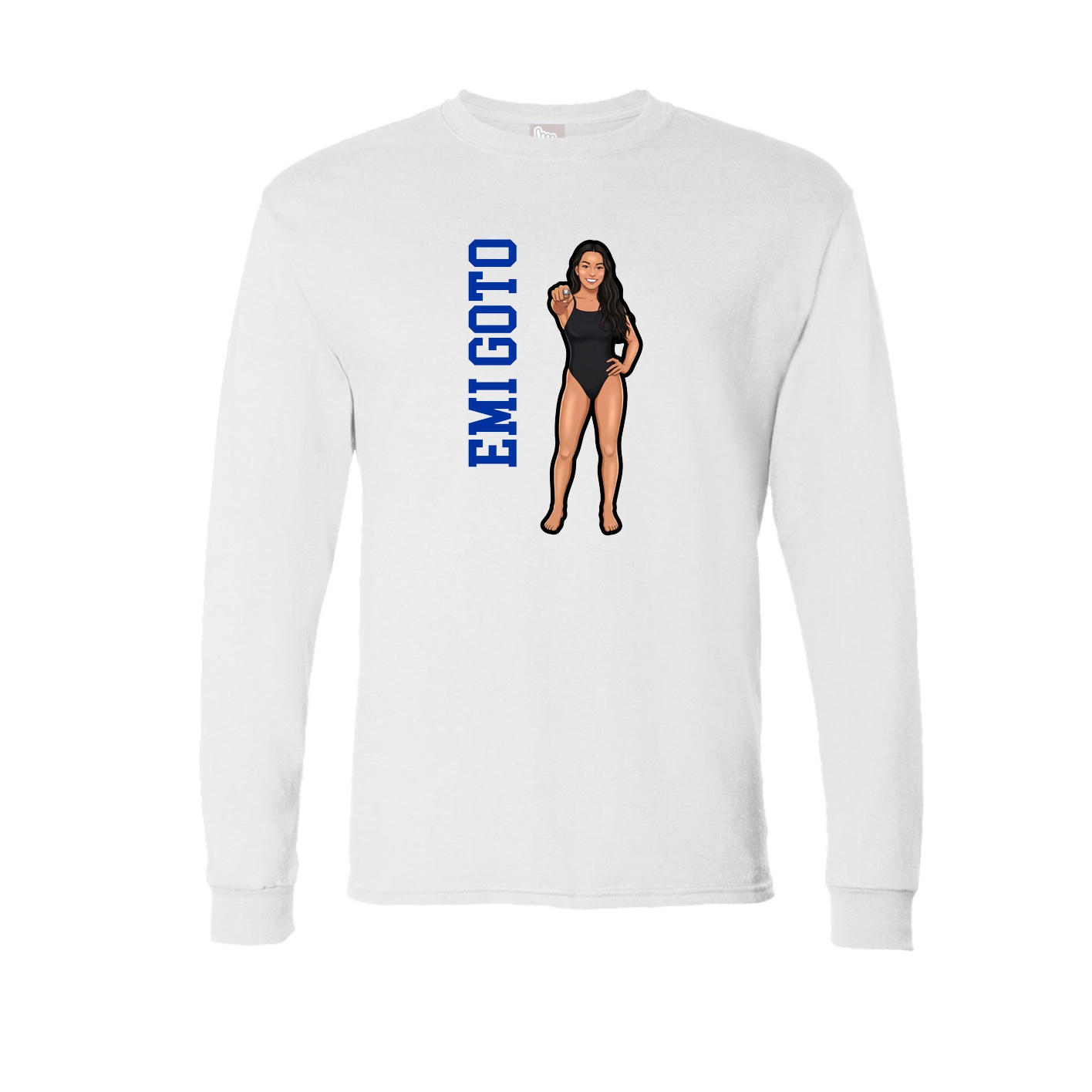 Long Sleeve Tee — Name Vertical in White