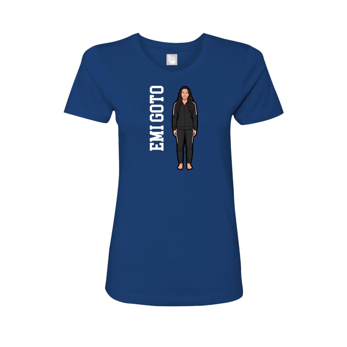 Fitted Women's Tee — Name Vertical in Royal