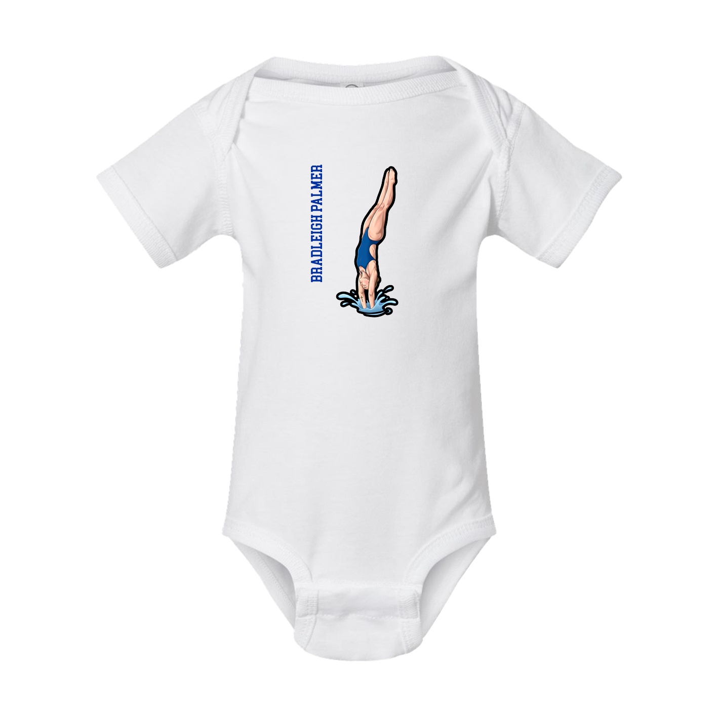 Baby Onesie — Name Vertical in White