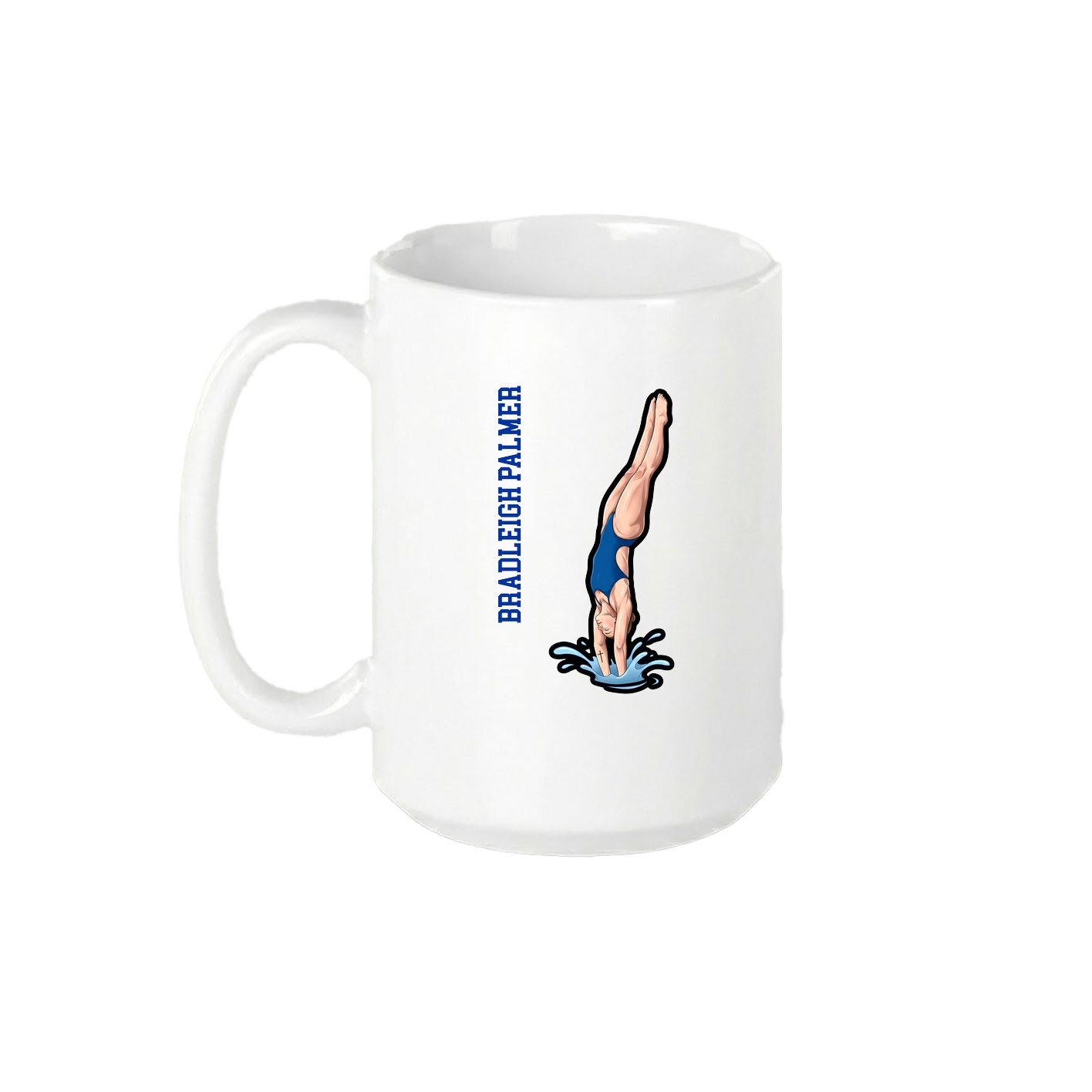 15oz Coffee Mug — Name Vertical in White