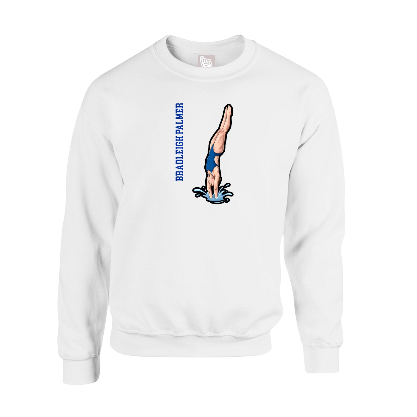 Fleece Crew — Name Vertical in White