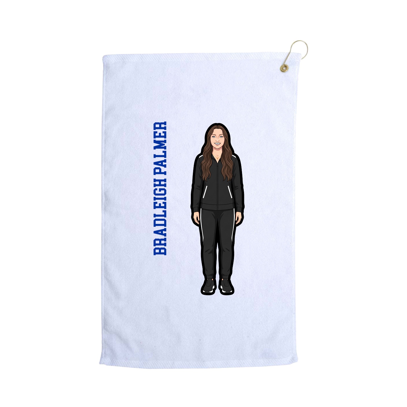 Golf Towel — Name Vertical in White