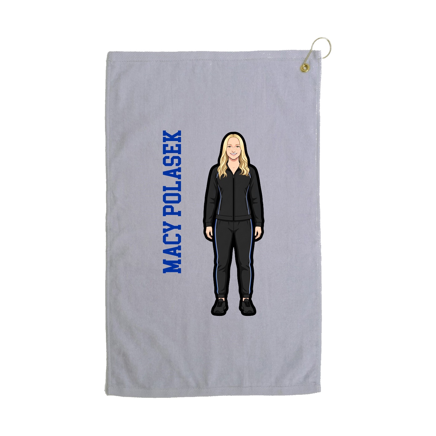 Golf Towel — Name Vertical in Grey
