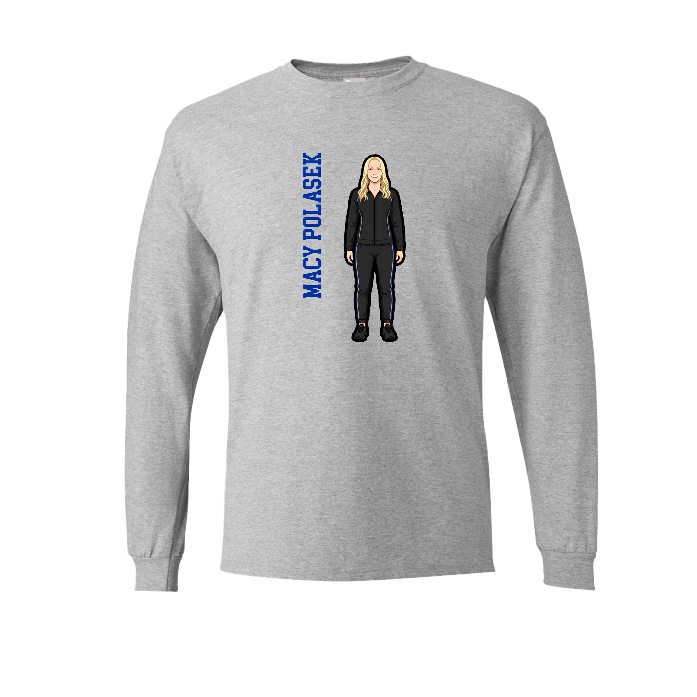 Long Sleeve Tee — Name Vertical in Grey