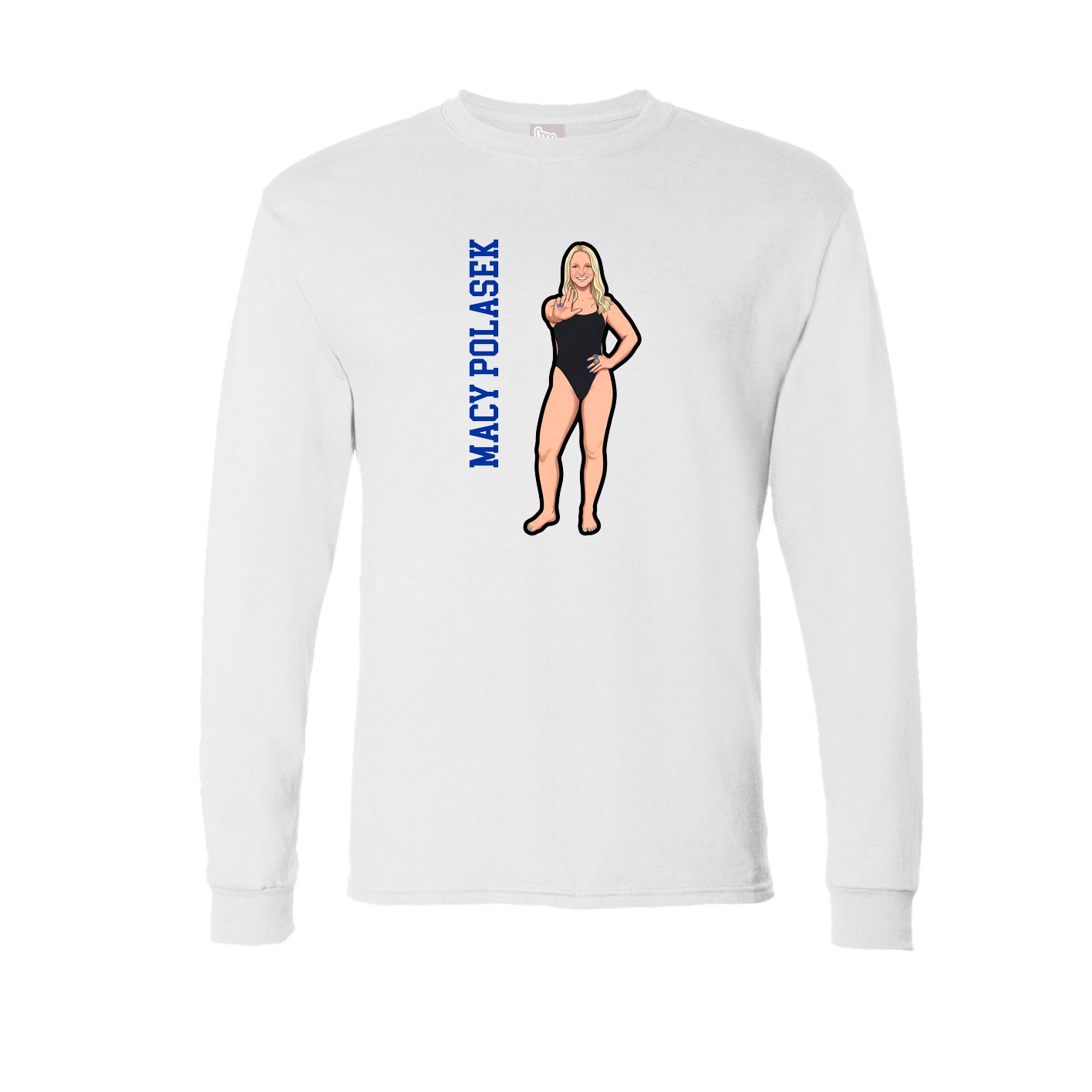Long Sleeve Tee — Name Vertical in White