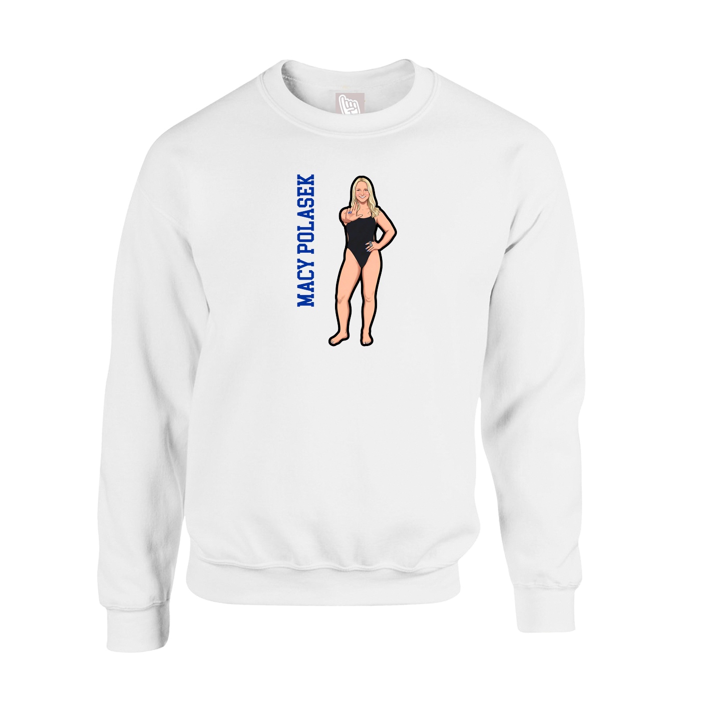Fleece Crew — Name Vertical in White