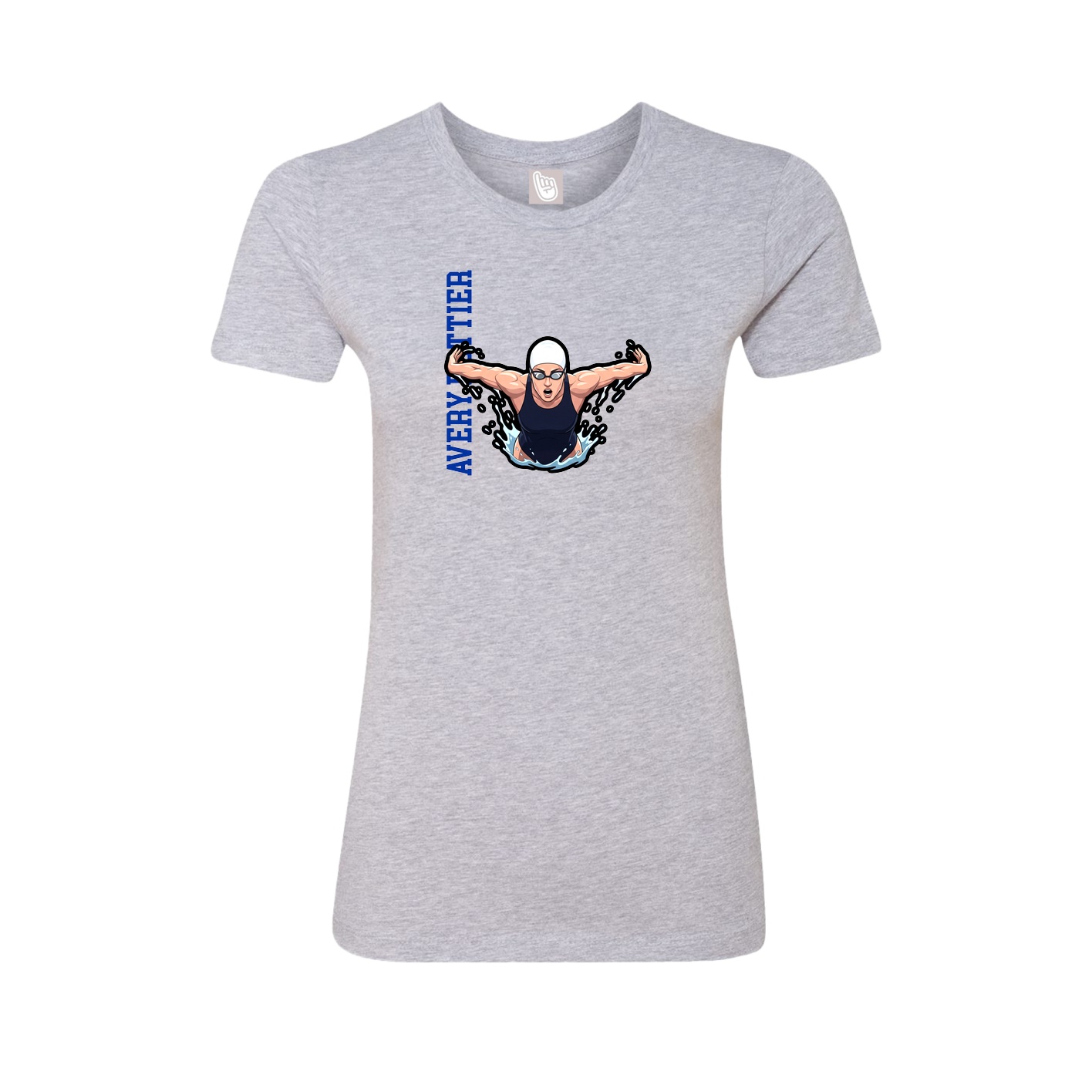 Fitted Women's Tee — Name Vertical in Grey