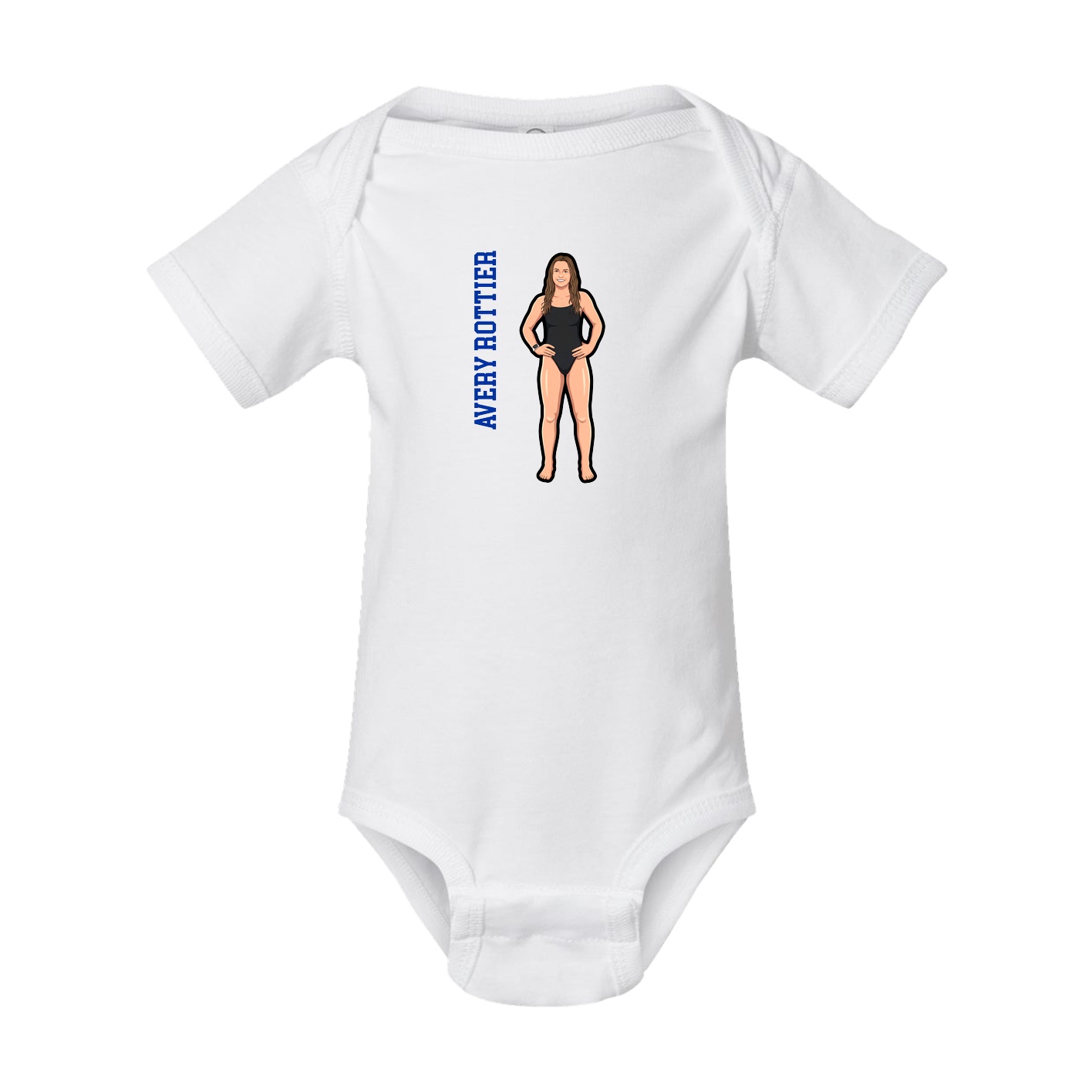 Baby Onesie — Name Vertical in White