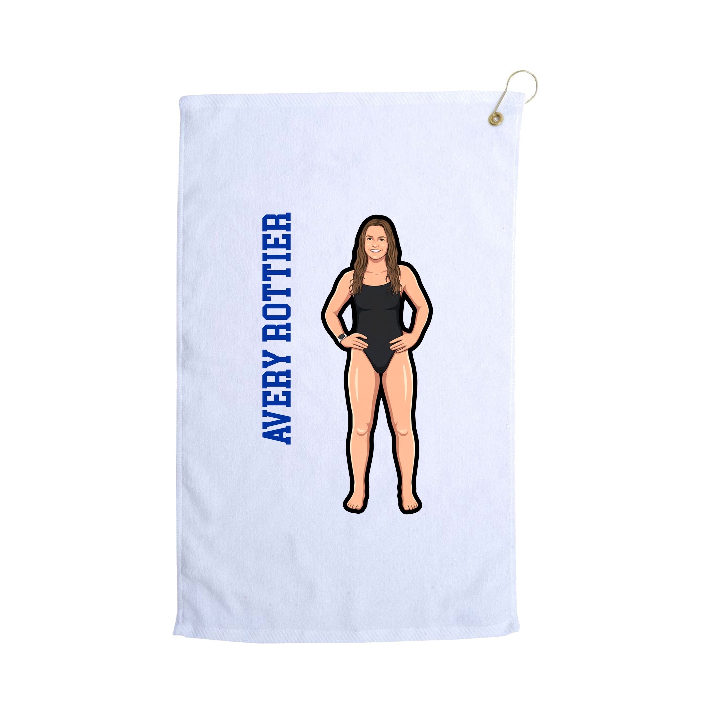 Golf Towel — Name Vertical in White