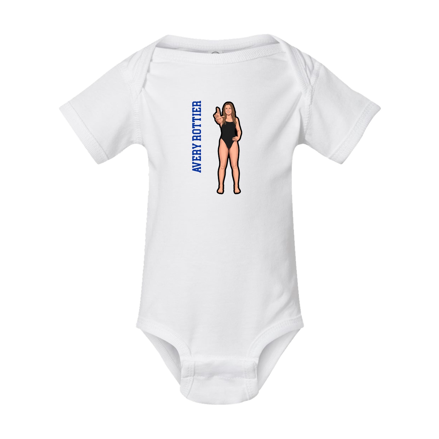 Baby Onesie — Name Vertical in White