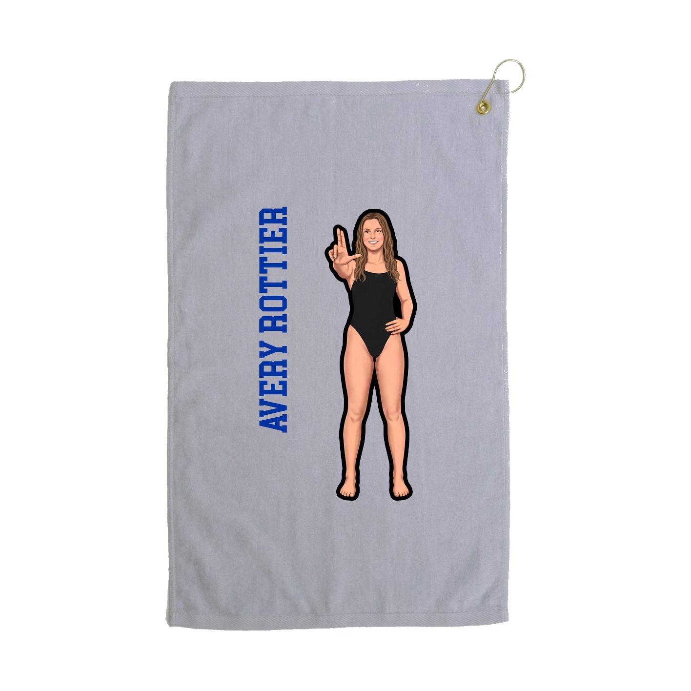 Golf Towel — Name Vertical in Grey