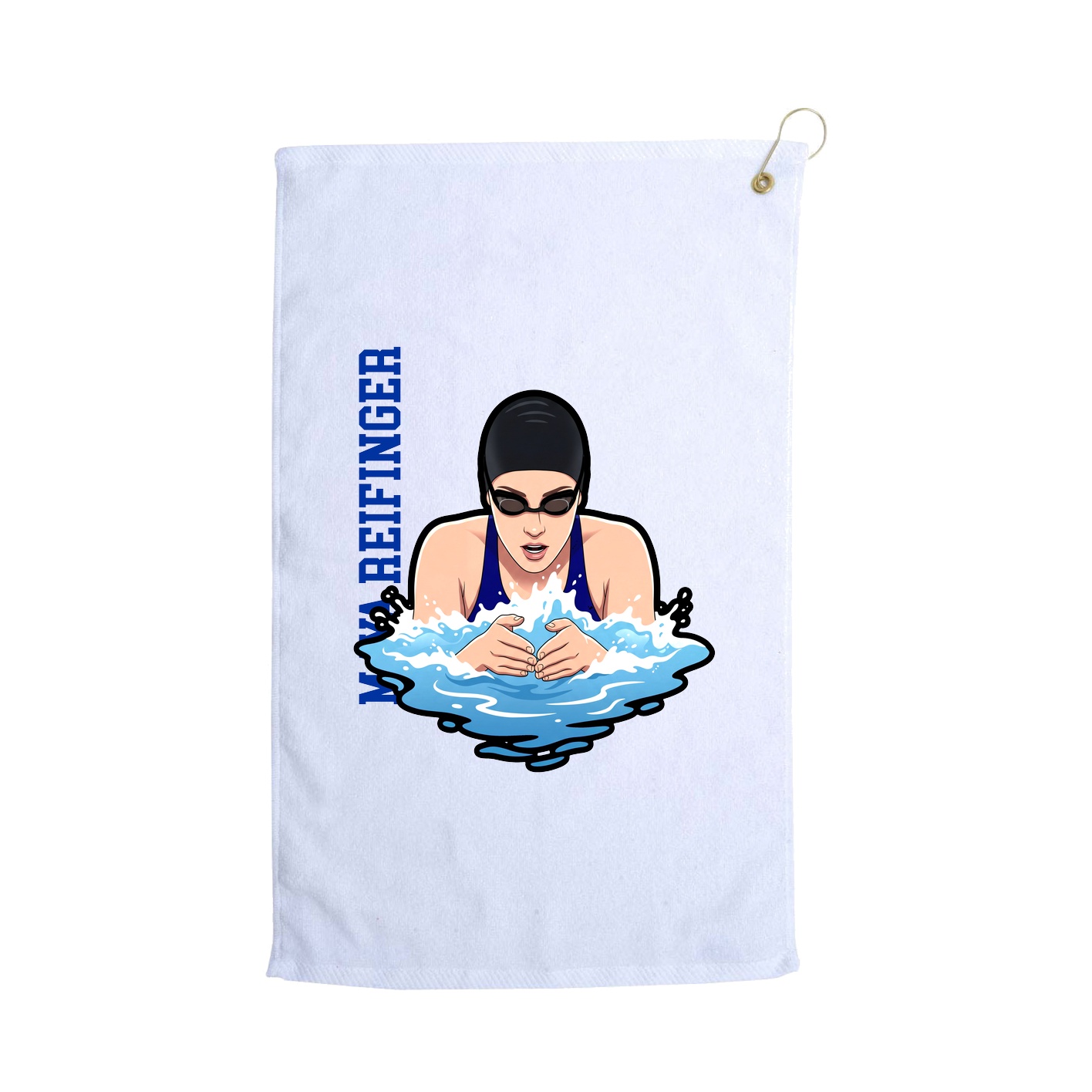 Golf Towel — Name Vertical in White
