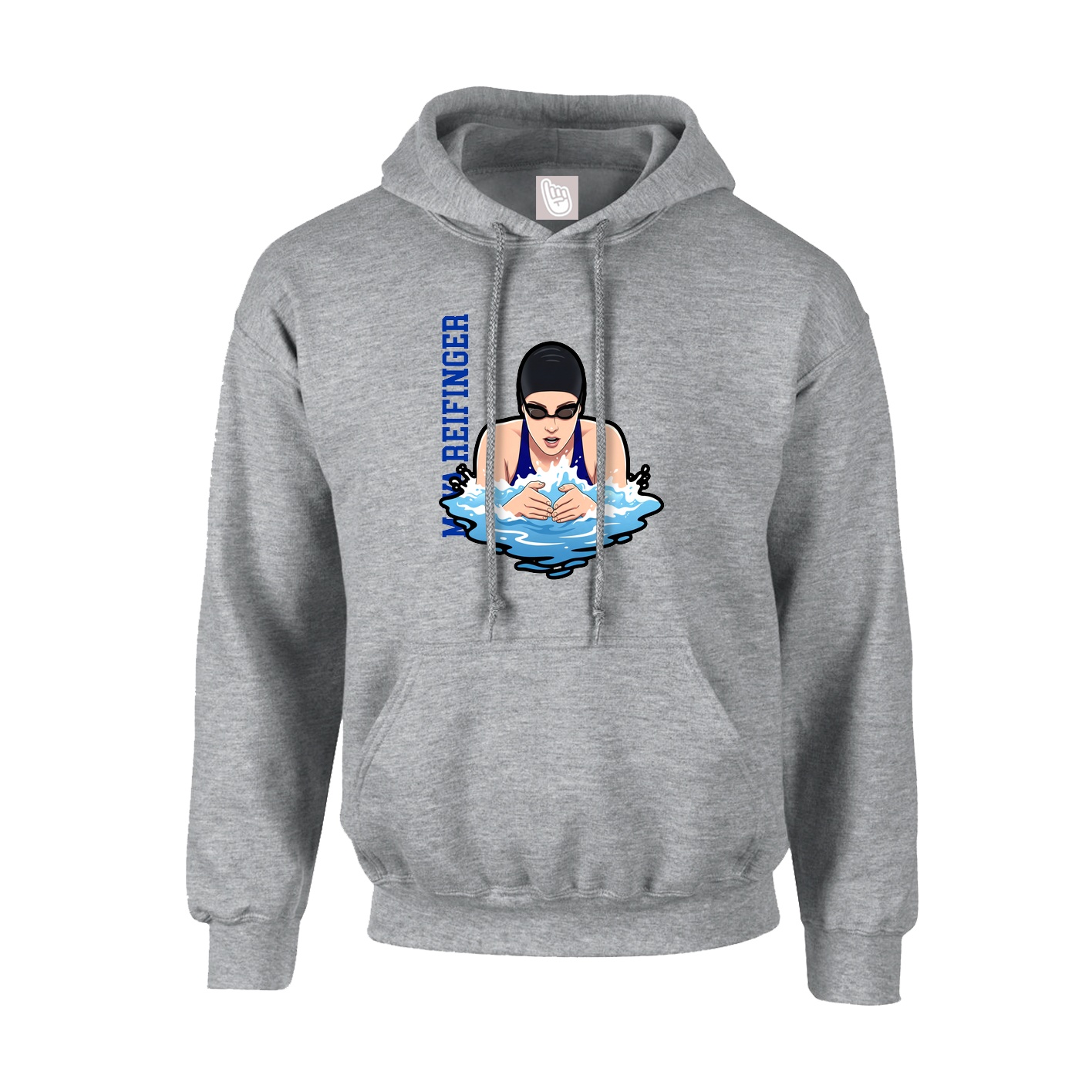 Youth Hoodie — Name Vertical in Grey