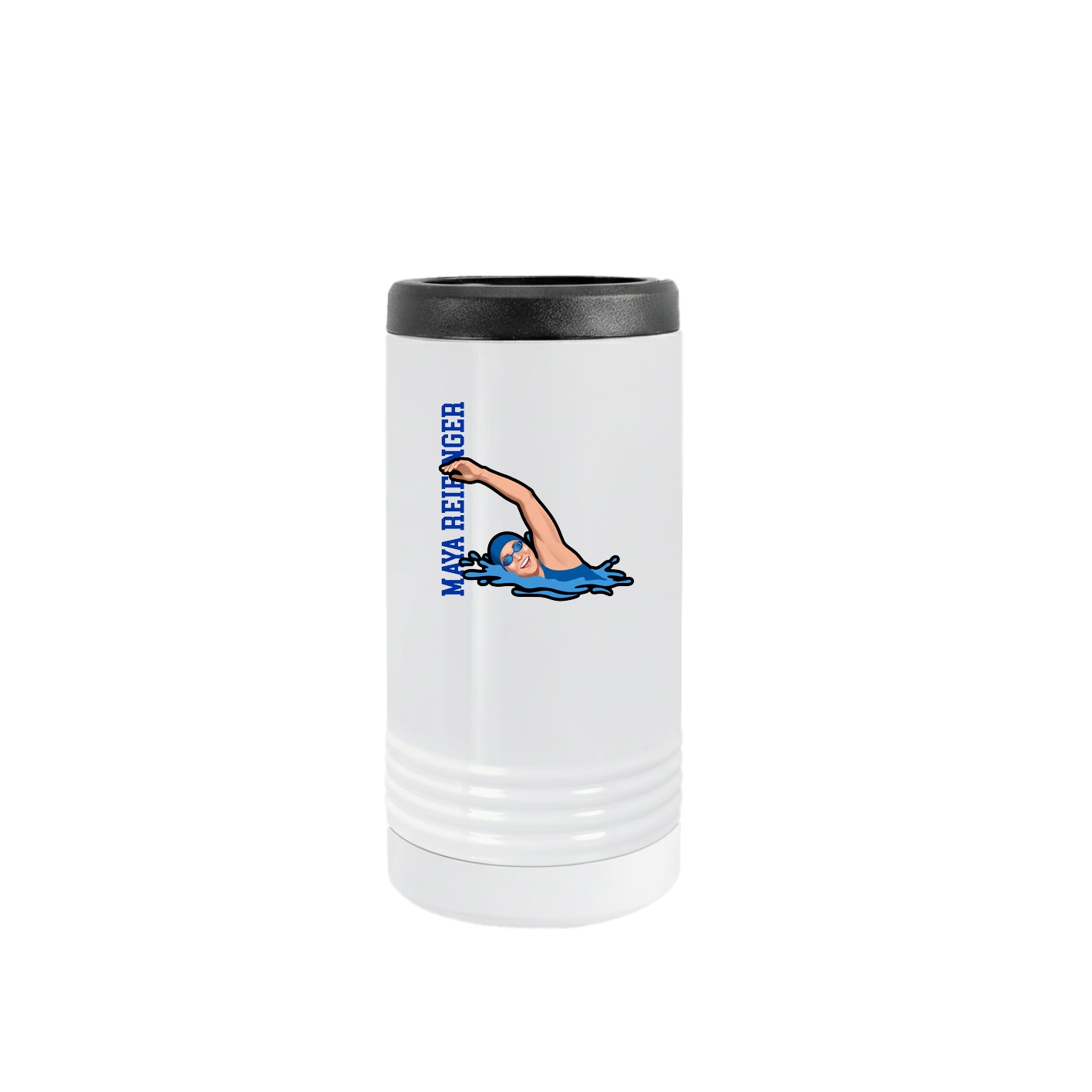 Slim Beverage Holder — Name Vertical in White
