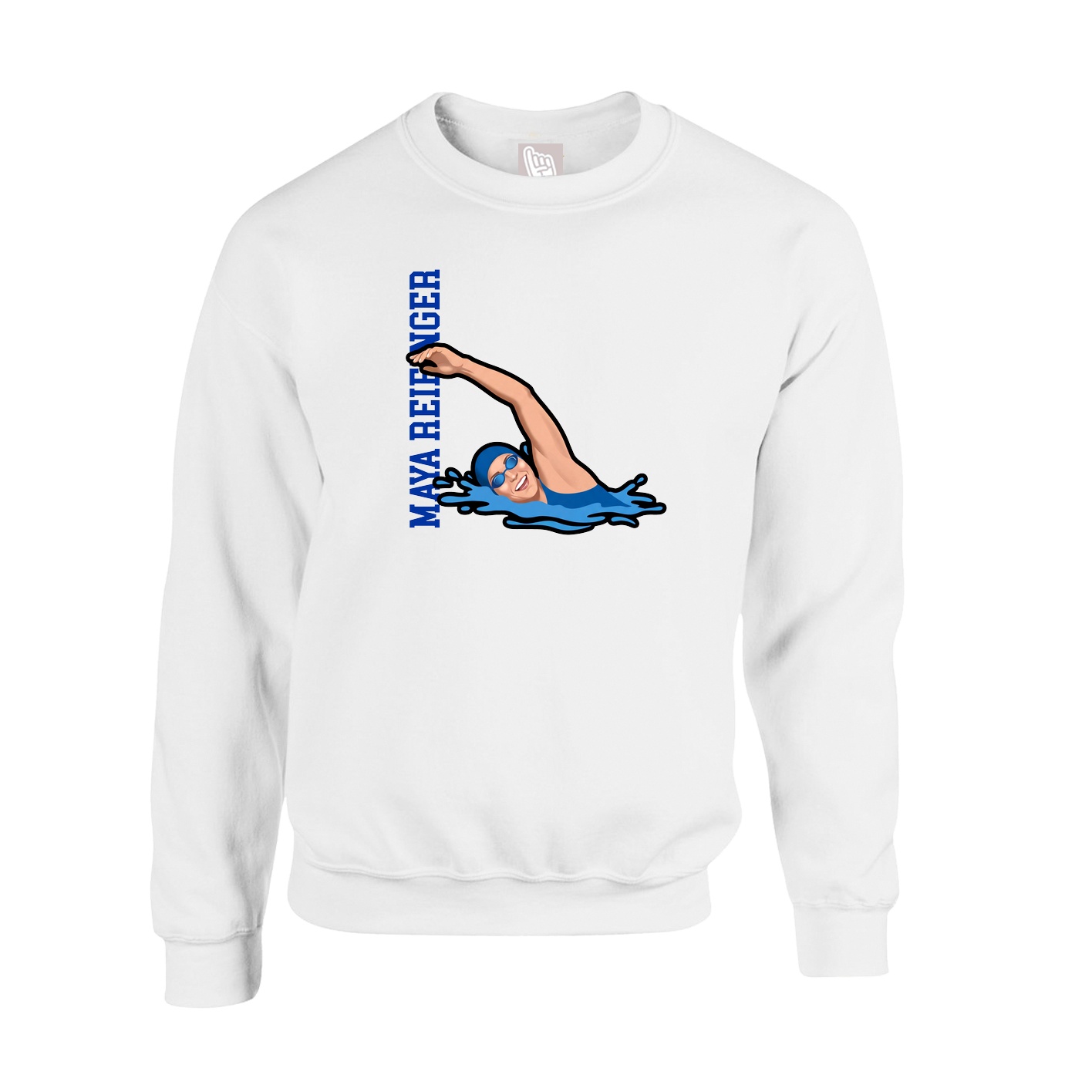 Fleece Crew — Name Vertical in White
