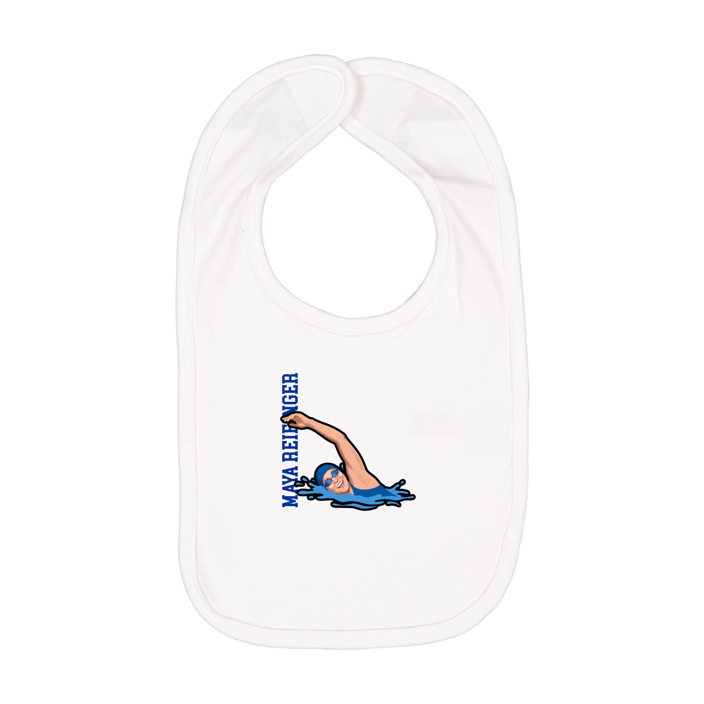 Infant Bib — Name Vertical in White