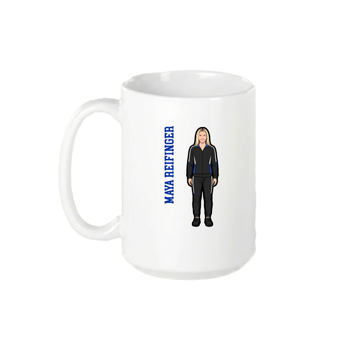 15oz Coffee Mug — Name Vertical in White