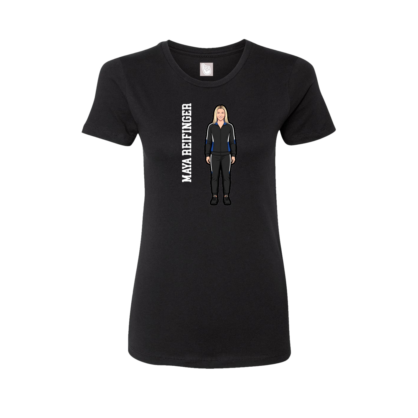 Fitted Women's Tee — Name Vertical in Black