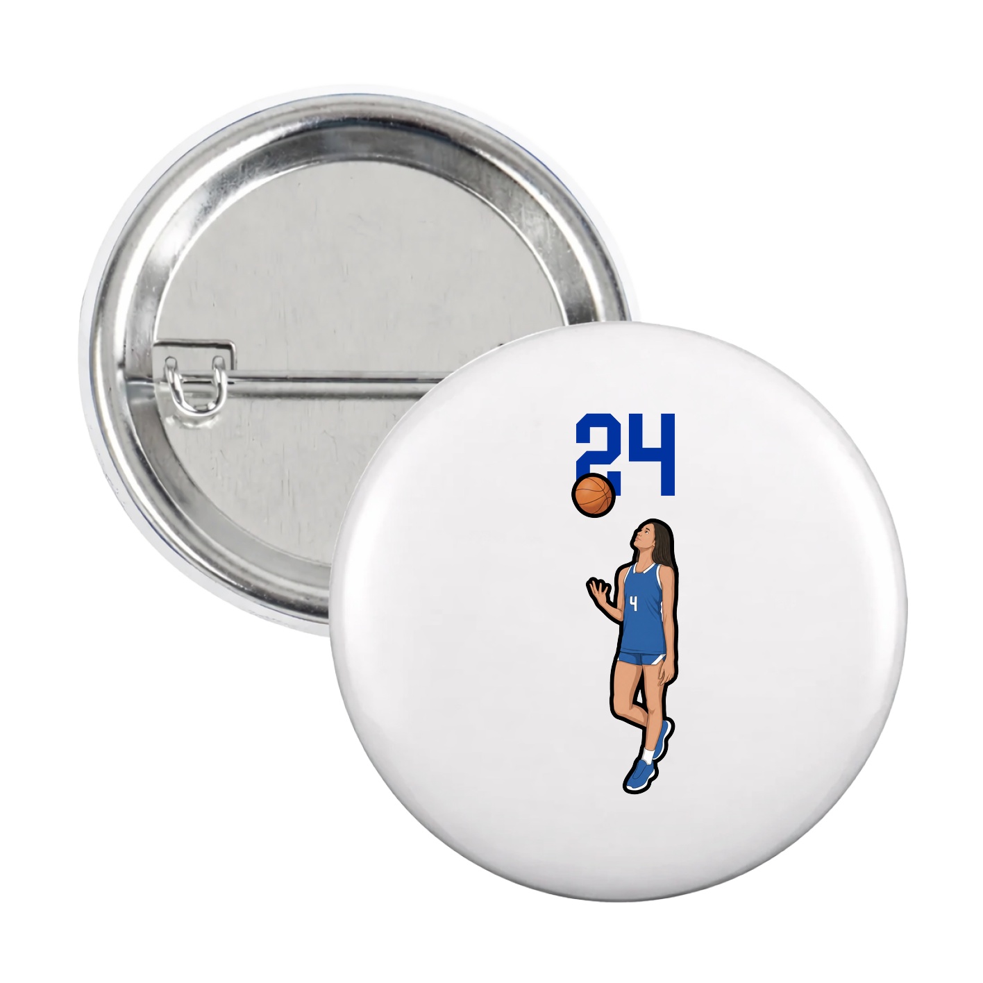 Game Day Button — Number Top in White