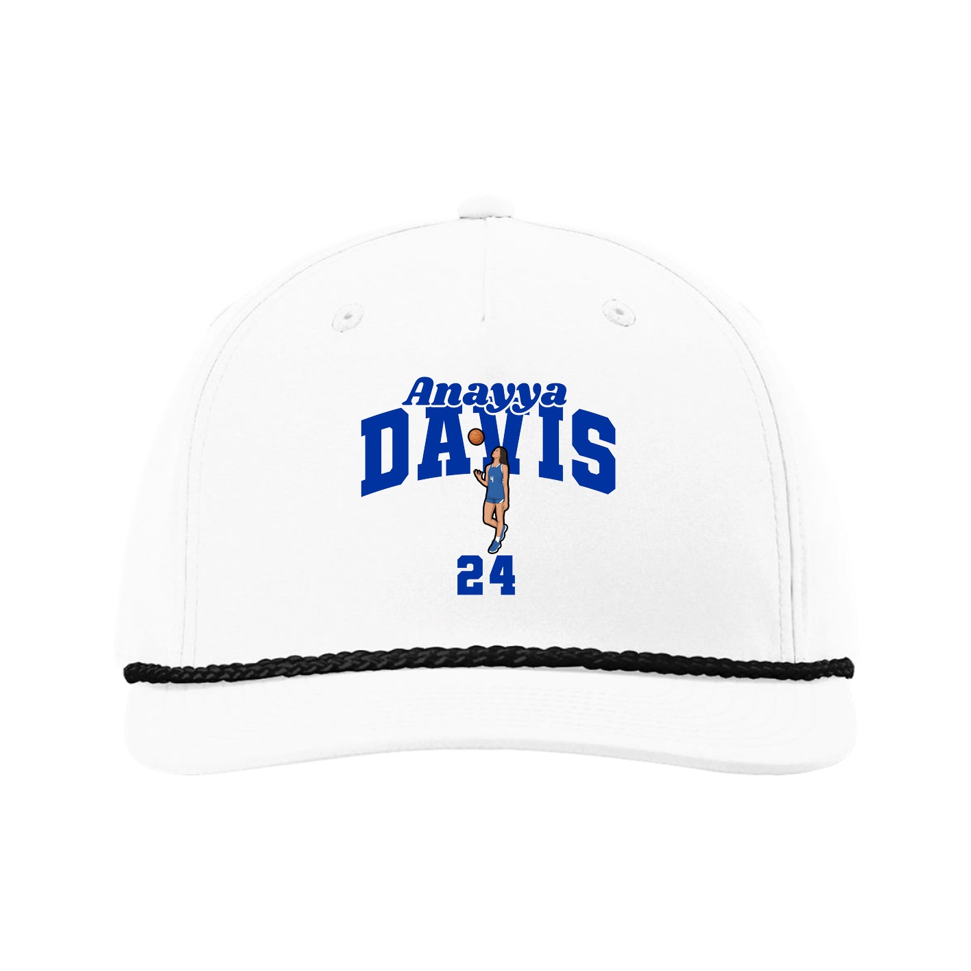 Five-Panel Classic Rope Cap — Signature Arch in White