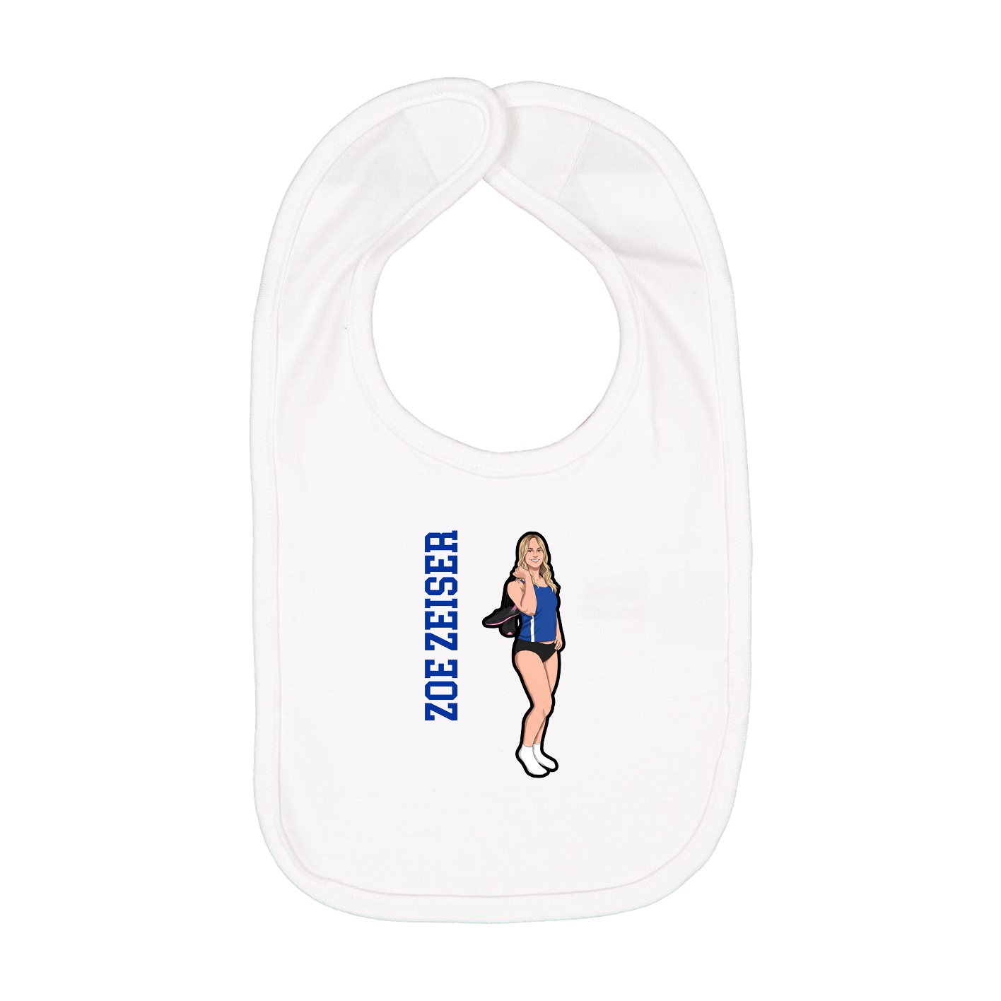 Infant Bib — Name Vertical in White
