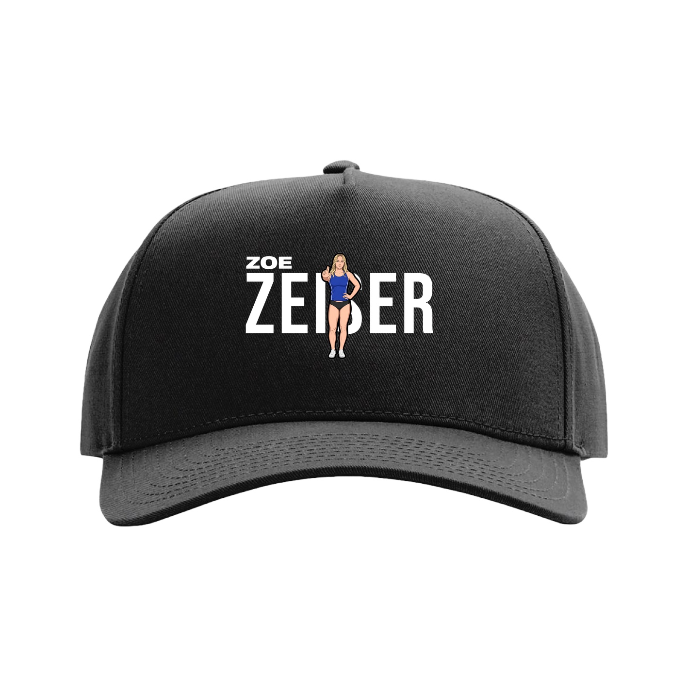 Full Fabric Five-Panel Champ Cap — Player Name in Black
