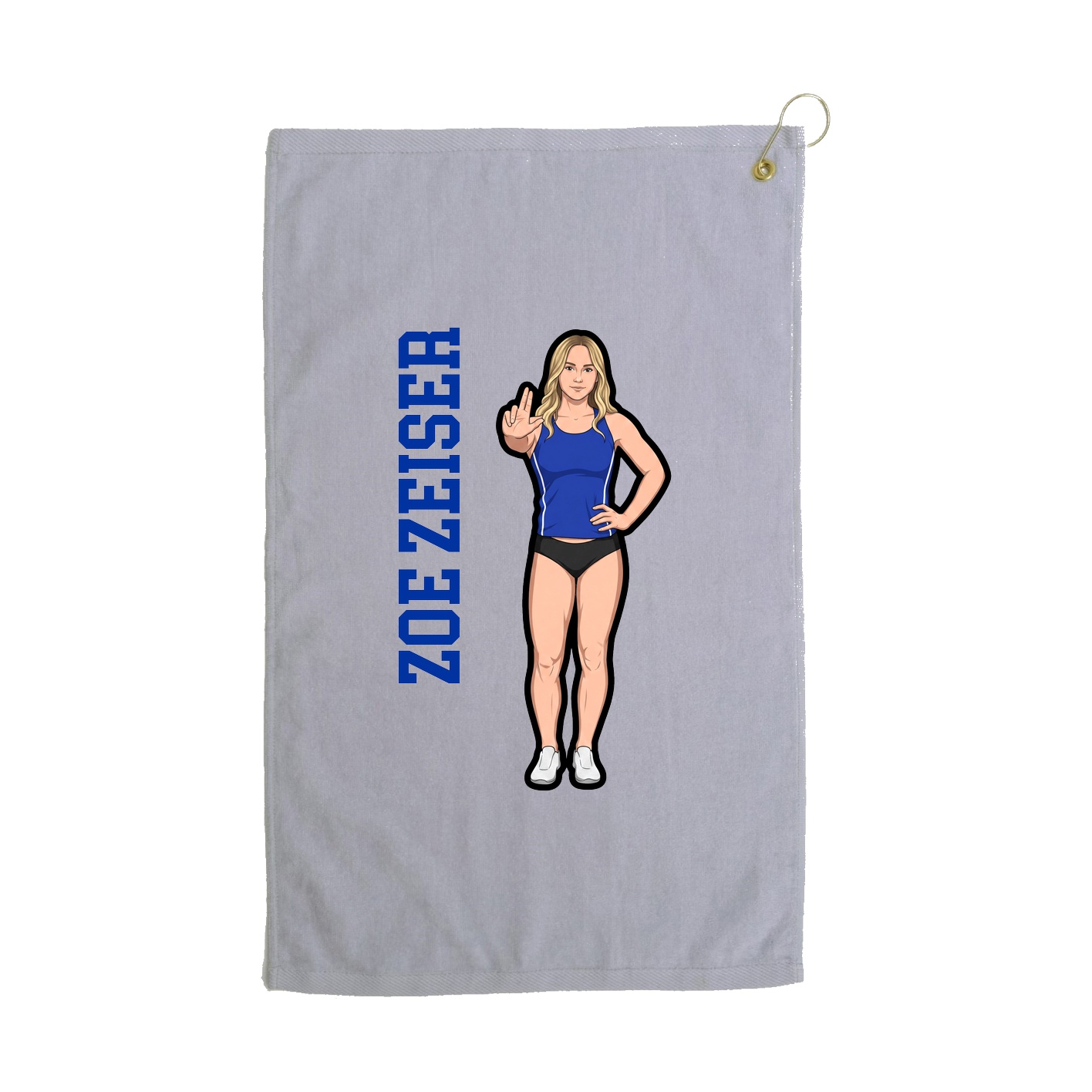 Golf Towel — Name Vertical in Grey