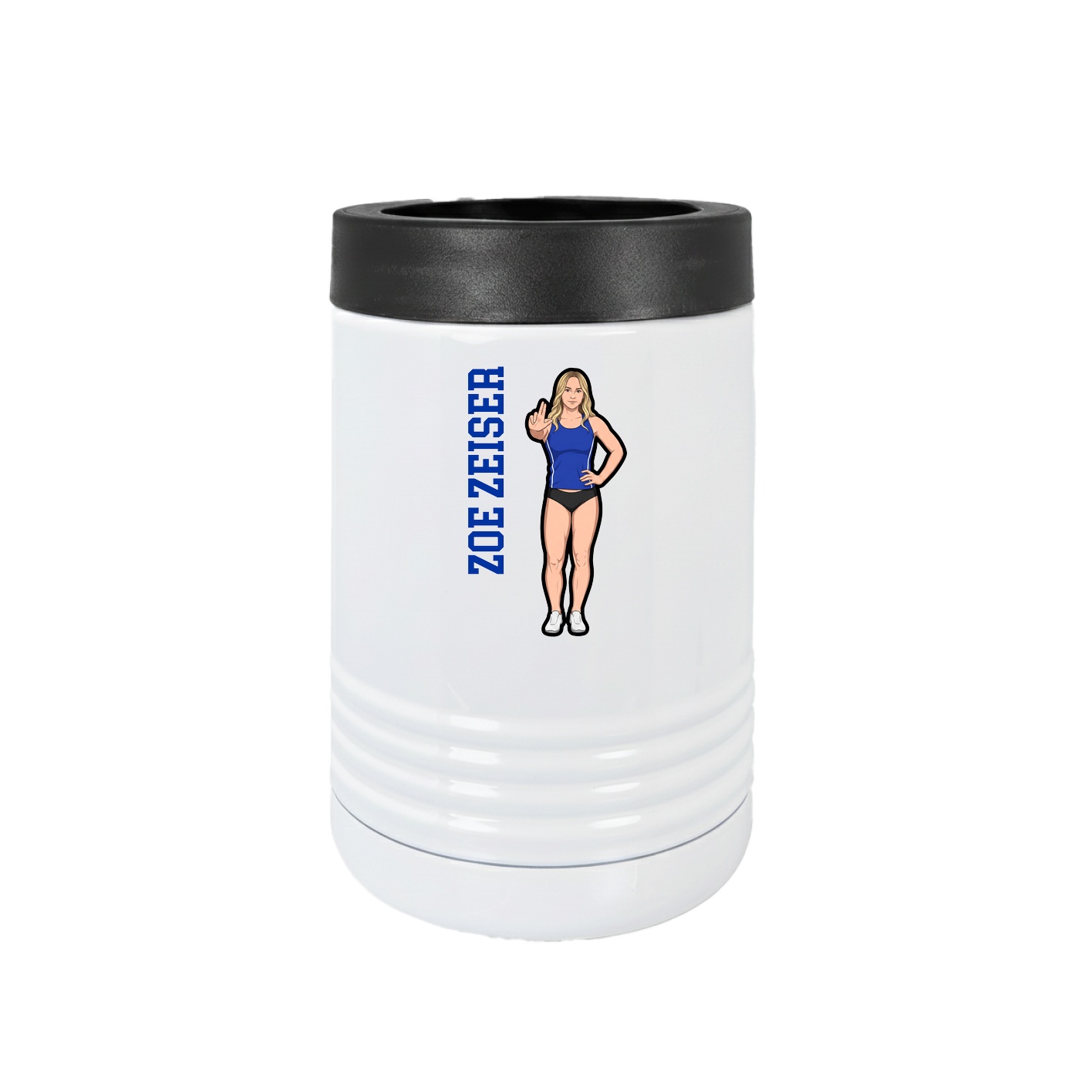 Beverage Holder — Name Vertical in White